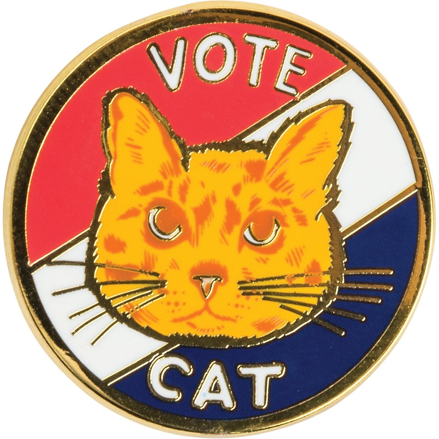 VOTE CAT Enamel Pin in Red, White, and Blue