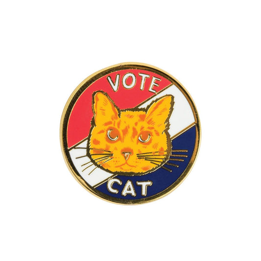 VOTE CAT Enamel Pin in Red, White, and Blue
