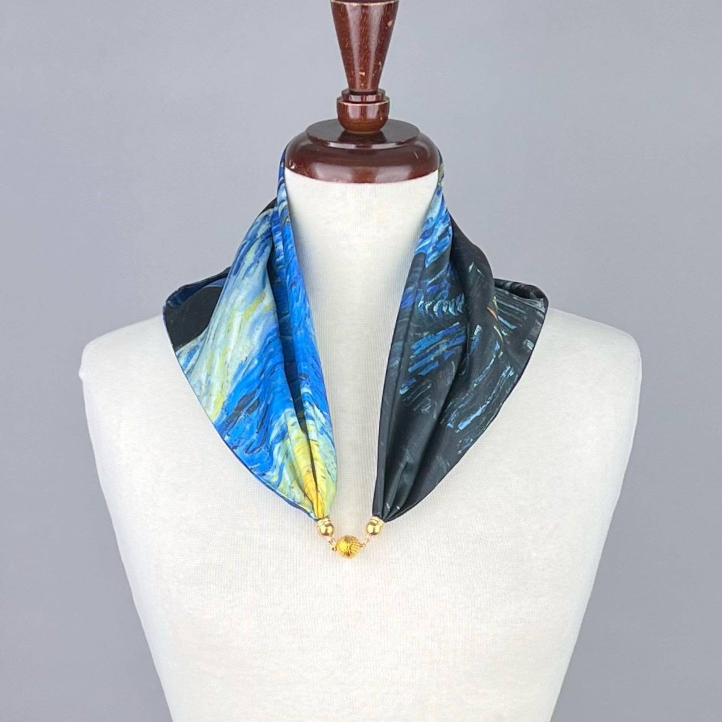 Van Gogh Starry Night Pre-Tied Necklace Style Scarf with Magnetic Closure