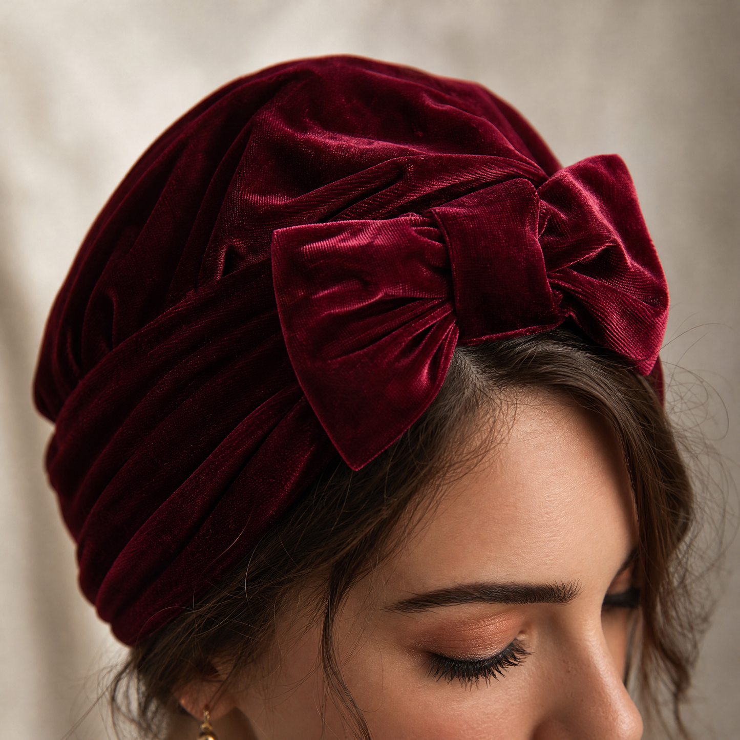 Velvet Bow Turban Headwrap | Wire-Shaped Bow in 4 Colors