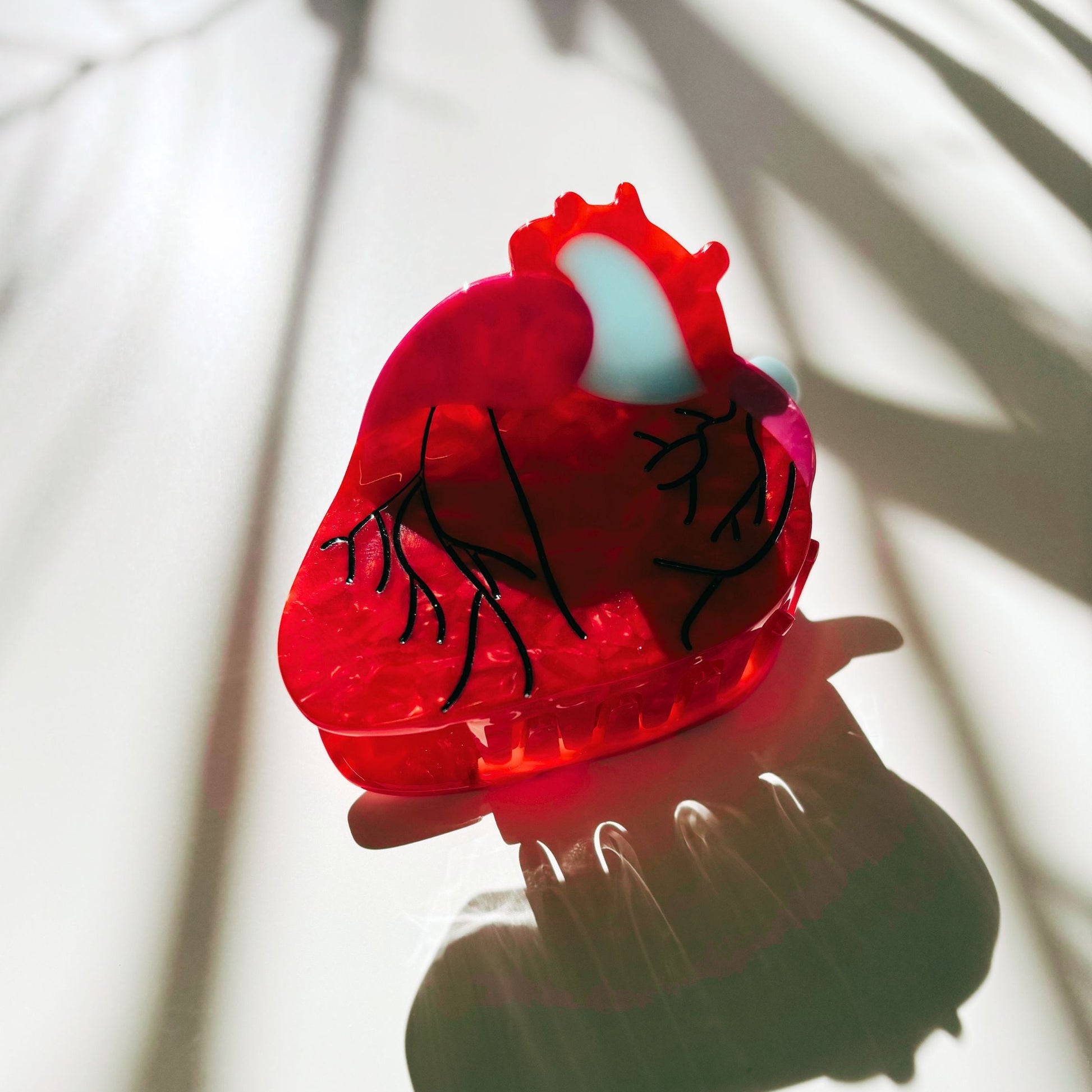 Velvet Claws Anatomical Heart Hair Clip | Red Heart Shaped Claw Clip in Velvet Travel Bag