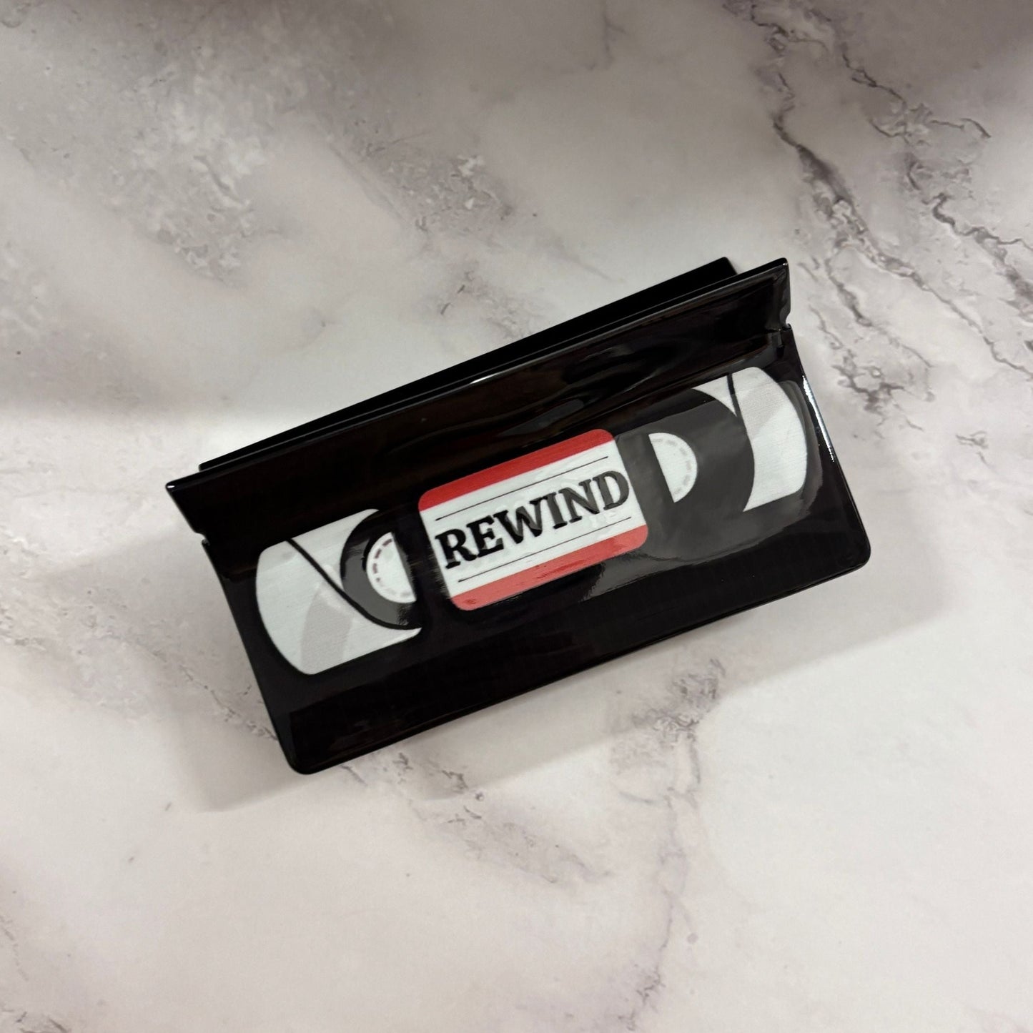 Velvet Claws Be Kind Please Rewind VHS Hair Claw | Claw Clip in Velvet Travel Bag