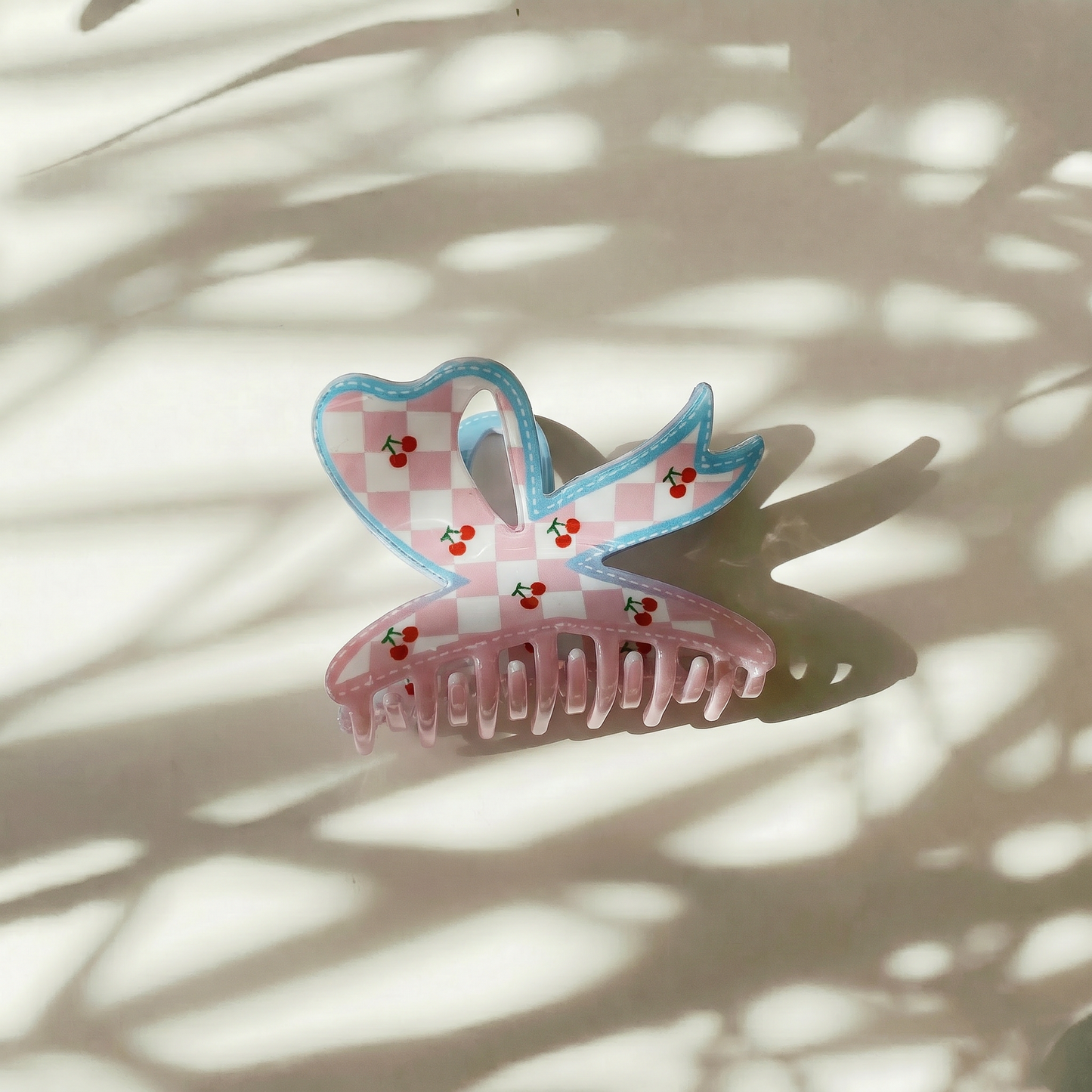 Velvet Claws Checkered Cherry Bow Hair Claw