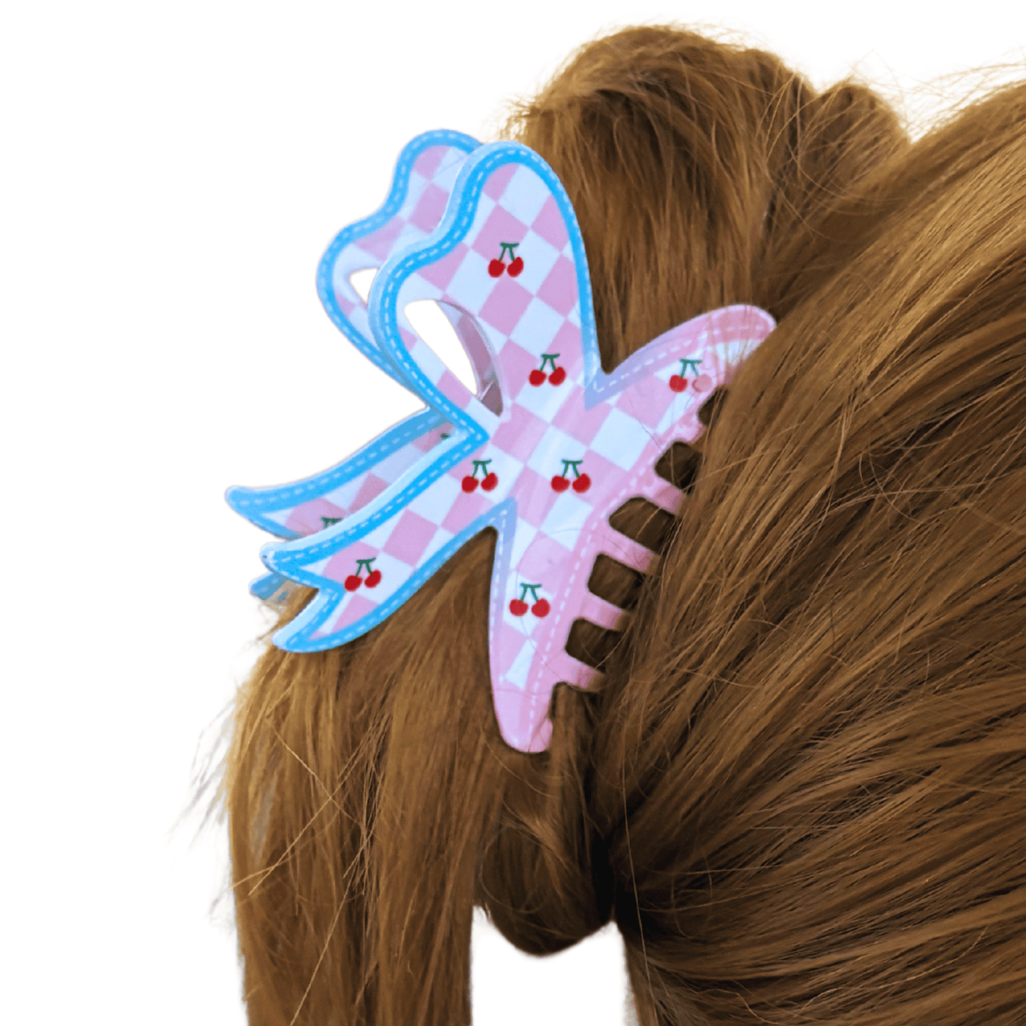 Velvet Claws Checkered Cherry Bow Hair Claw