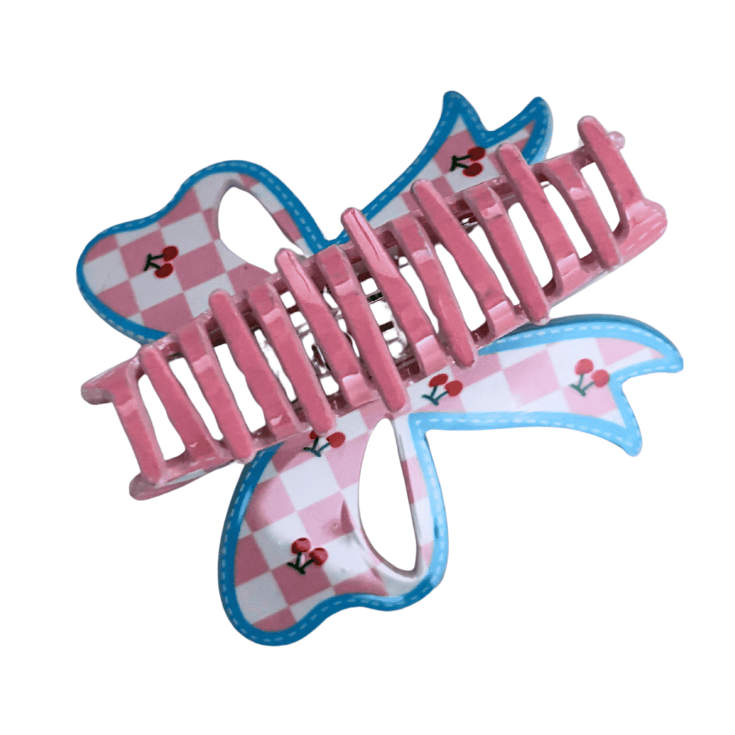Velvet Claws Checkered Cherry Bow Hair Claw