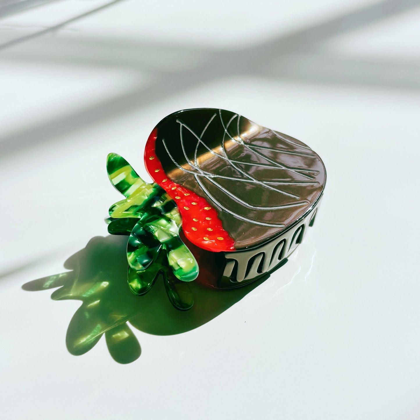 Velvet Claws Chocolate Covered Strawberry Hair Clip | Claw Clip in Velvet Travel Bag