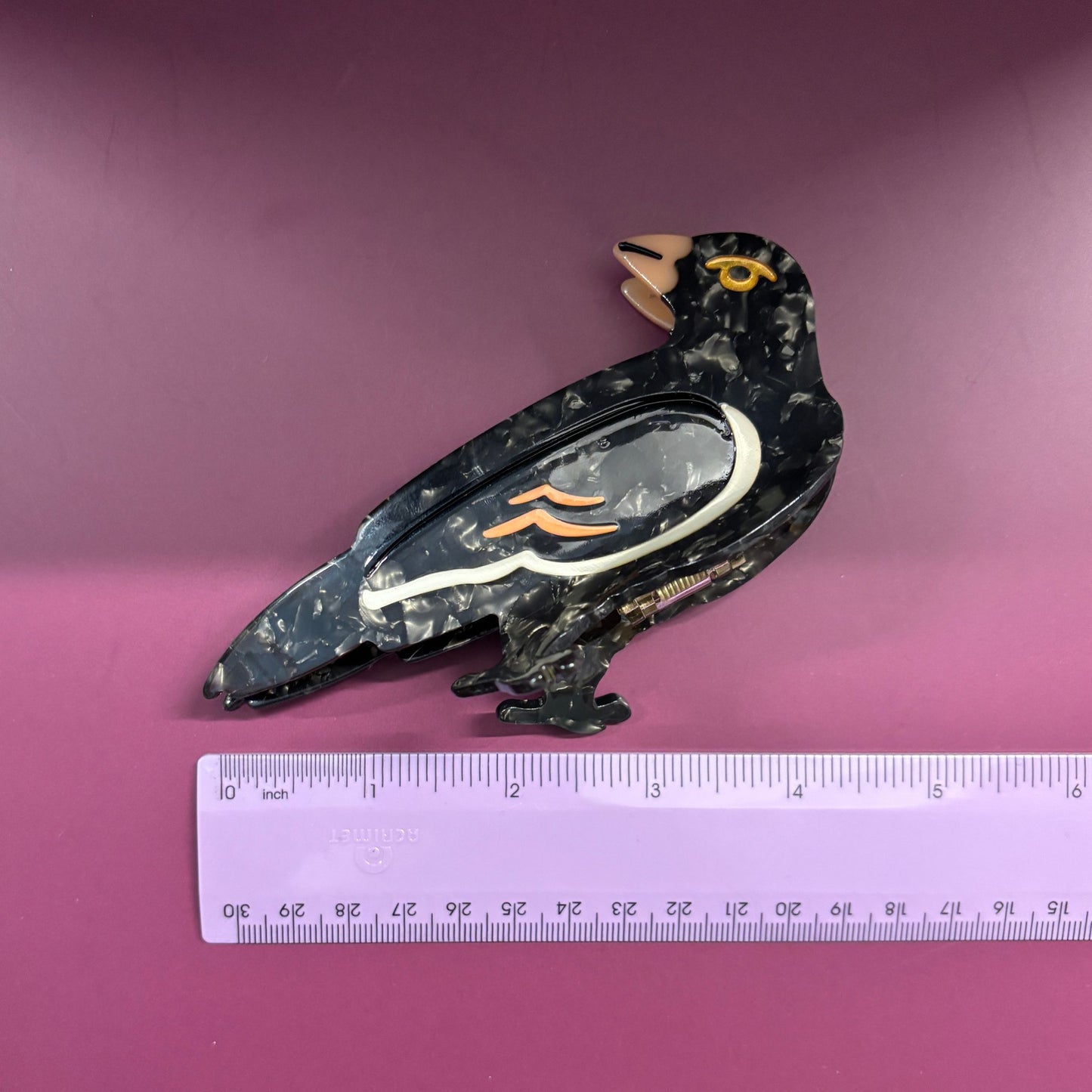 Velvet Claws Crow Bird Hair Claw | Claw Clip in Velvet Travel Bag