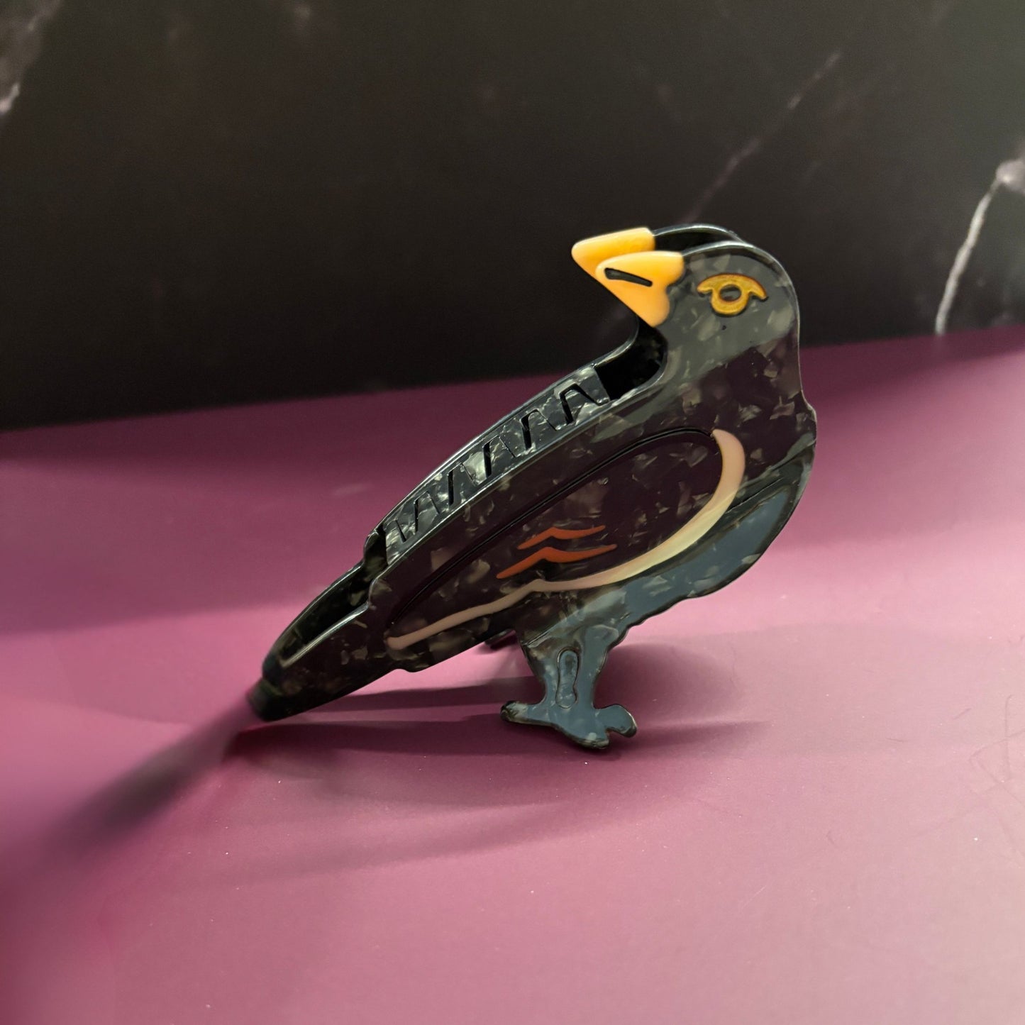 Velvet Claws Crow Bird Hair Claw | Claw Clip in Velvet Travel Bag