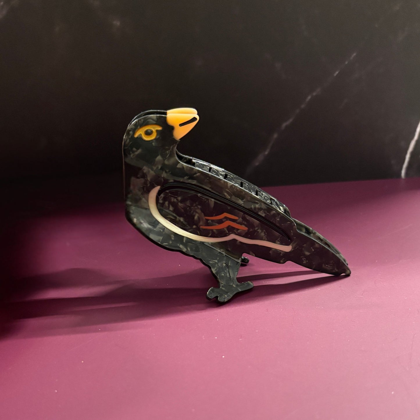 Velvet Claws Crow Bird Hair Claw | Claw Clip in Velvet Travel Bag