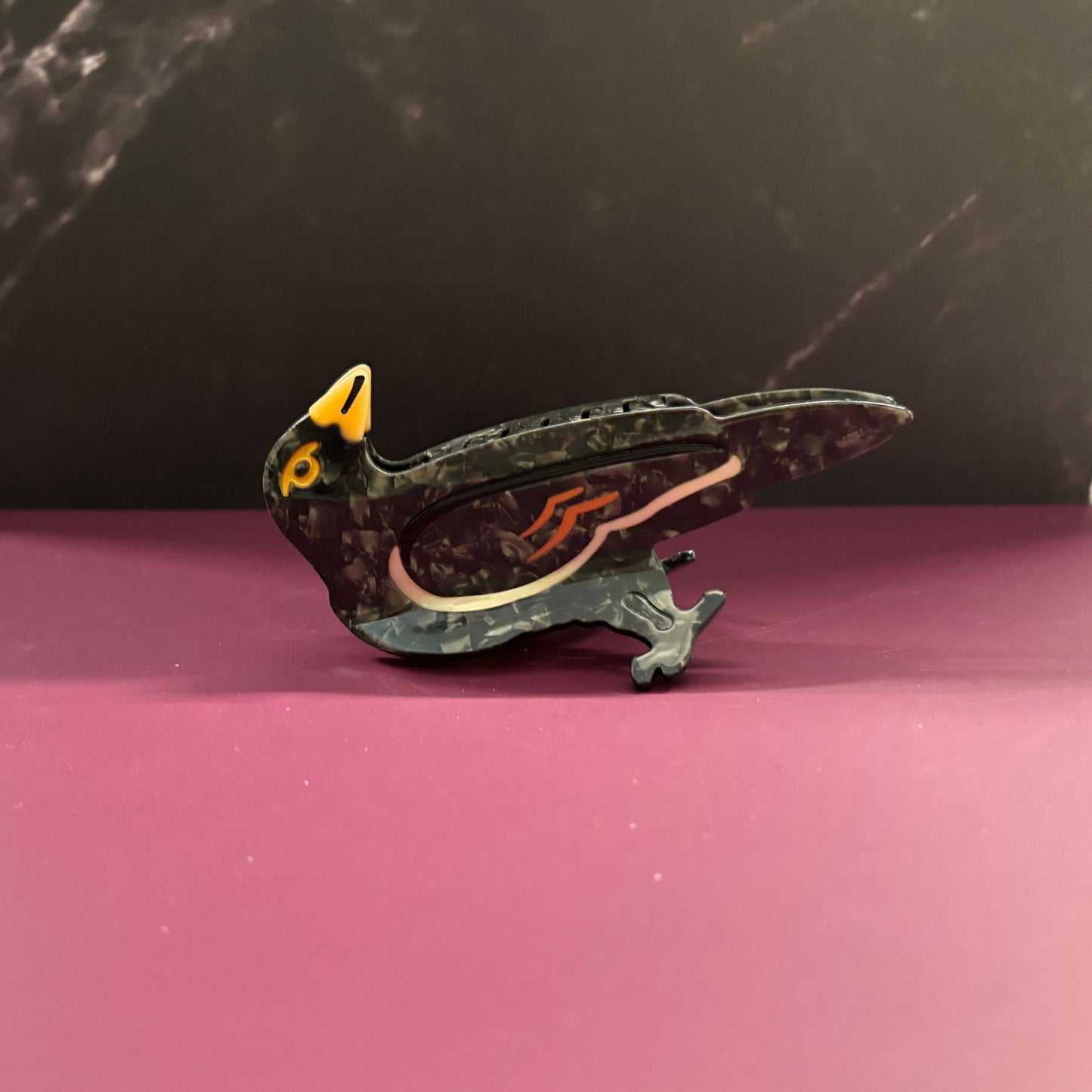 Velvet Claws Crow Bird Hair Claw | Claw Clip in Velvet Travel Bag