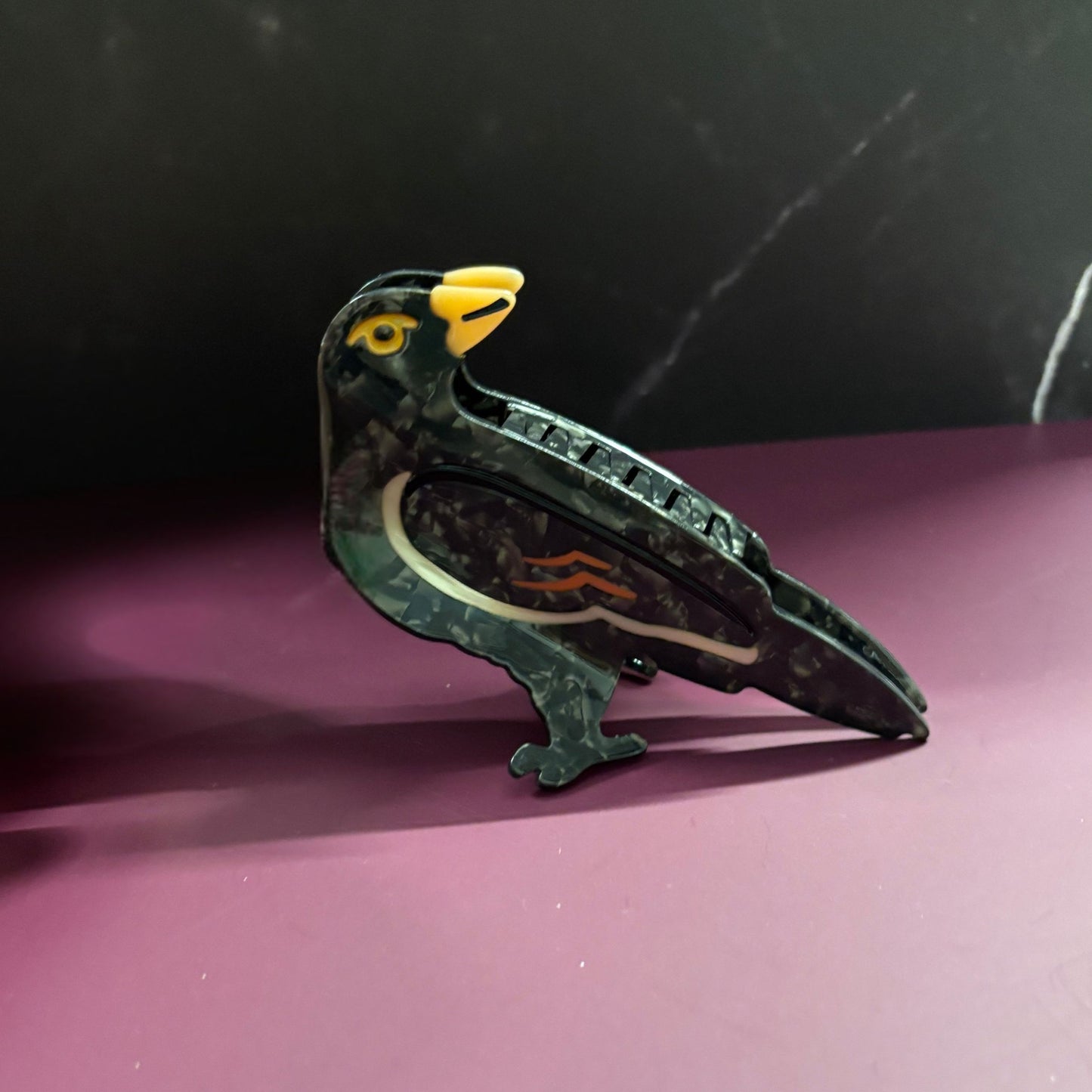 Velvet Claws Crow Bird Hair Claw | Claw Clip in Velvet Travel Bag