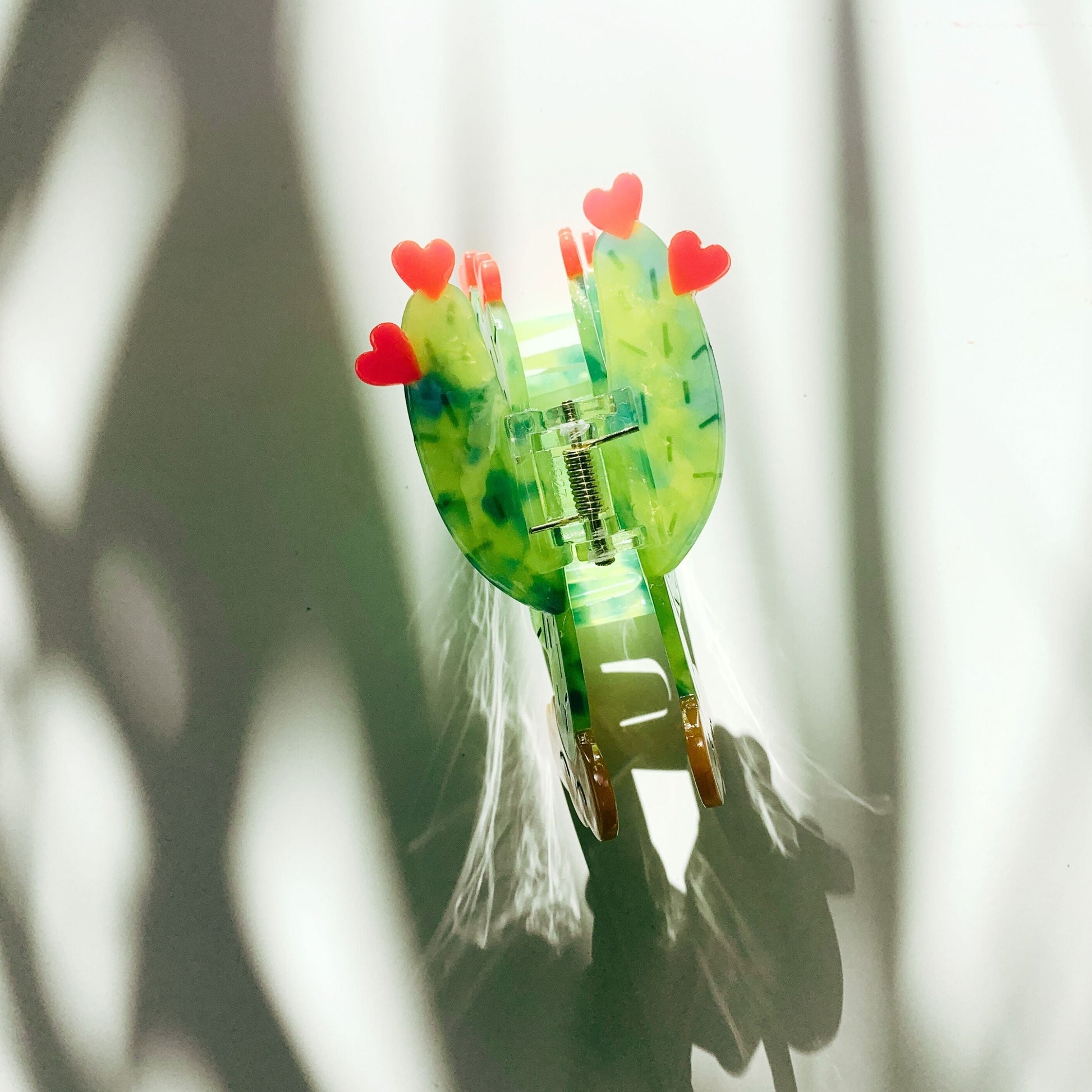 Velvet Claws Cute Heart Cactus Hair Clip | Claw Clip in Velvet Travel Bag