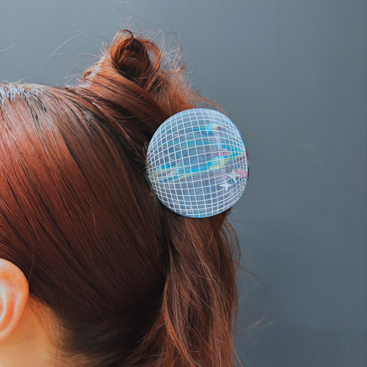 Velvet Claws Disco Ball Hair Clip | 70s Retro Claw Clip in Velvet Travel Bag