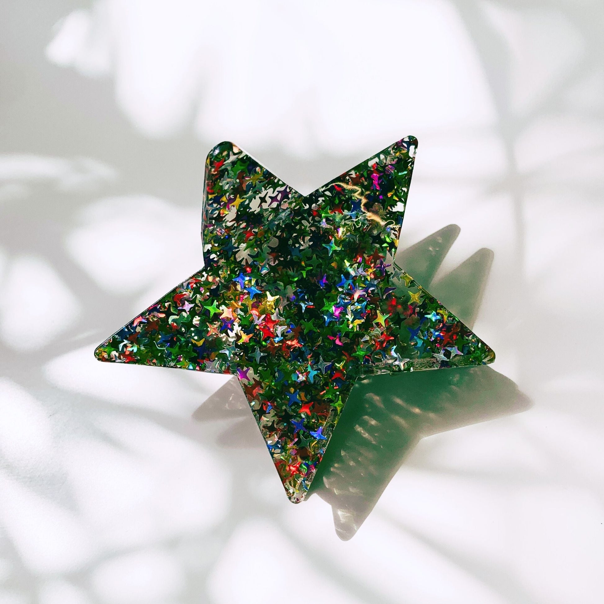 Velvet Claws Glitter Star Hair Claw | Claw Clip in Velvet Travel Bag