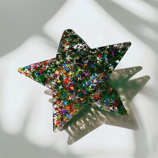 Velvet Claws Glitter Star Hair Claw | Claw Clip in Velvet Travel Bag