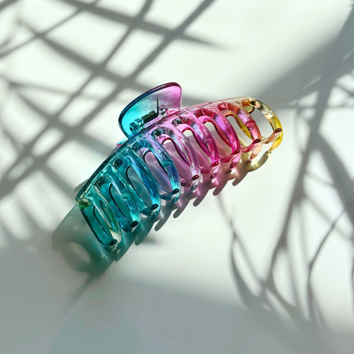 Velvet Claws Hair Claw | The Lobster in Glossy Translucent Rainbow | Claw Clip in Velvet Travel Bag