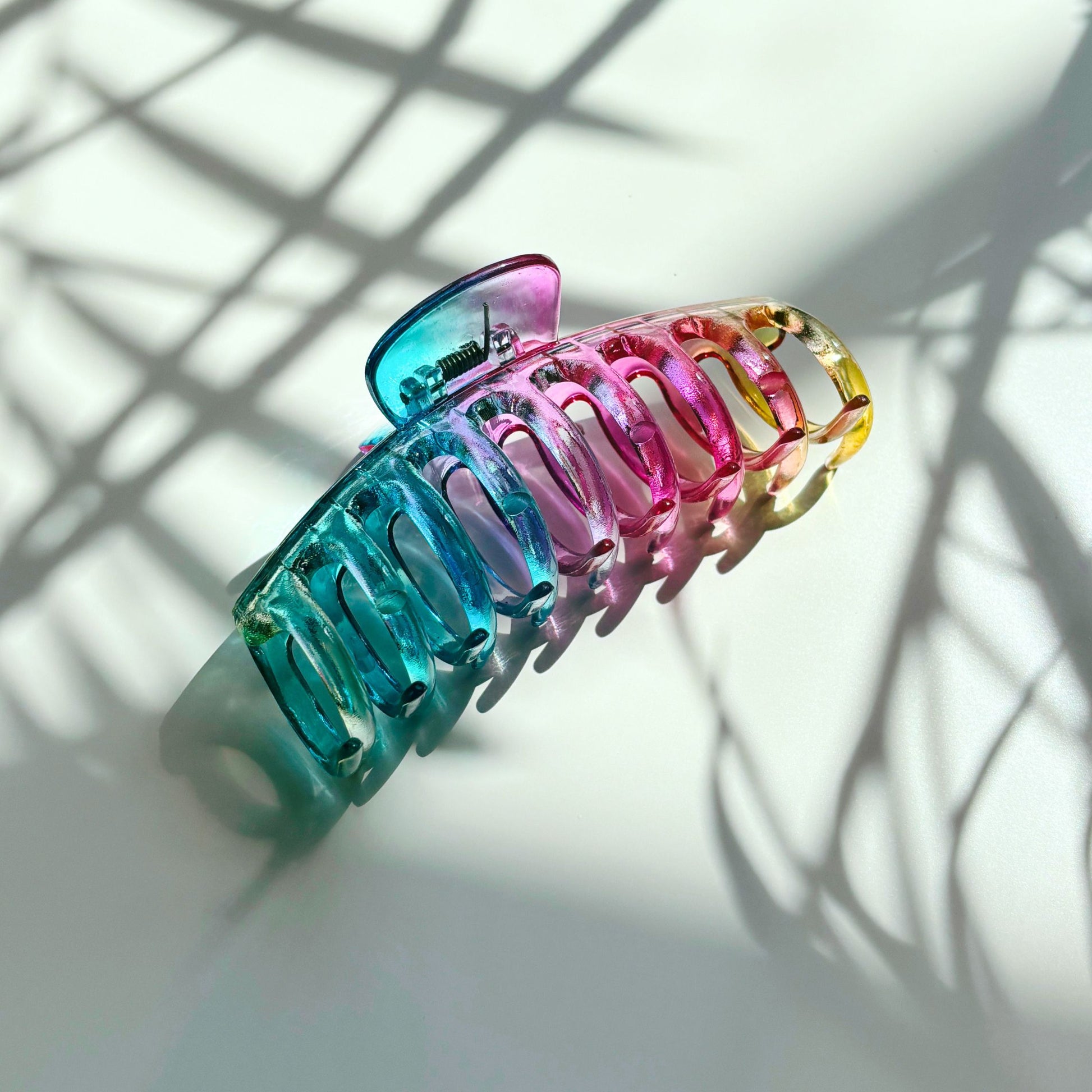 Velvet Claws Hair Claw | The Lobster in Glossy Translucent Rainbow | Claw Clip in Velvet Travel Bag