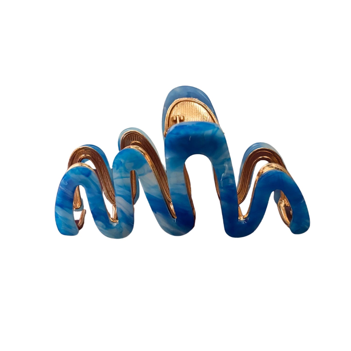 Velvet Claws Hair Clip | '80s Squiggle in Azure Sky | Claw Clip in Velvet Travel Bag