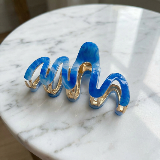 Velvet Claws Hair Clip | '80s Squiggle in Azure Sky