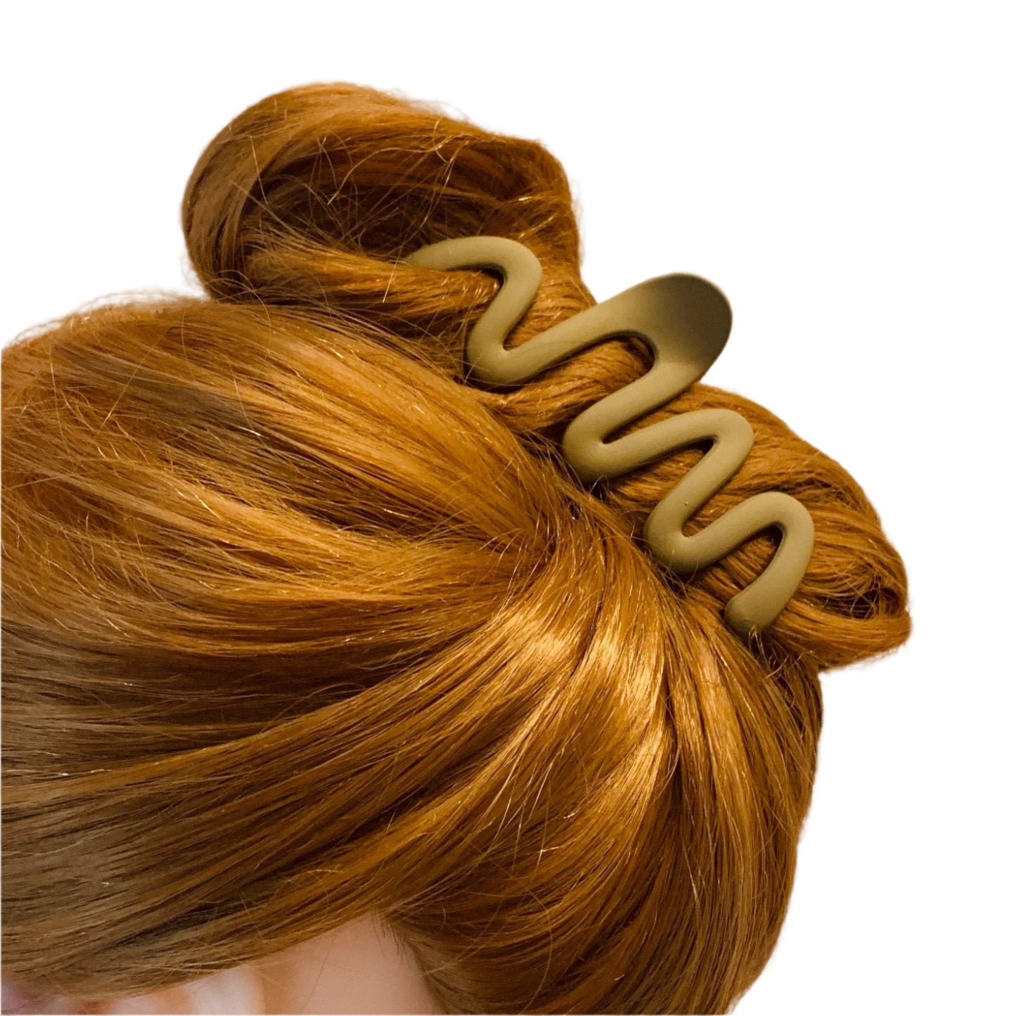 Velvet Claws Hair Clip | '80s Squiggle in Professional Khaki | Claw Clip in Velvet Travel Bag