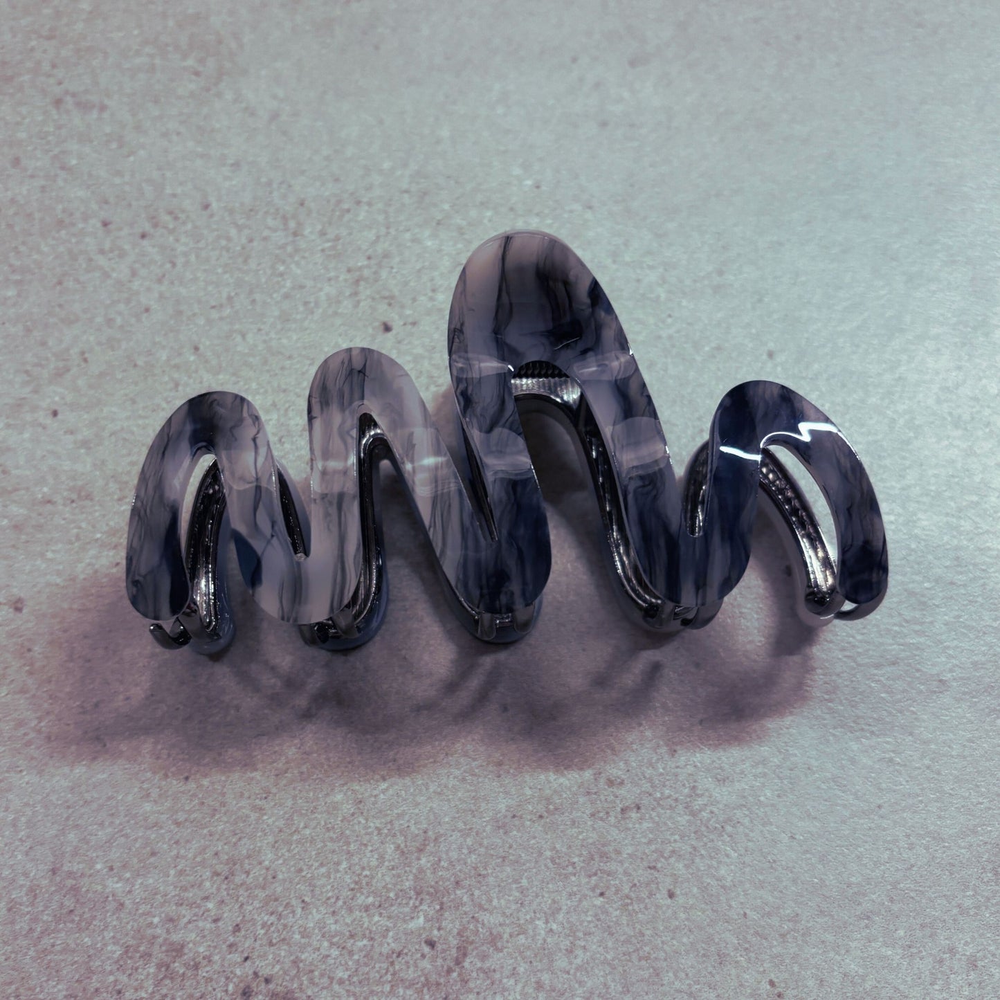 Velvet Claws Hair Clip | '80s Squiggle in Professional Marble | Claw Clip in Velvet Travel Bag