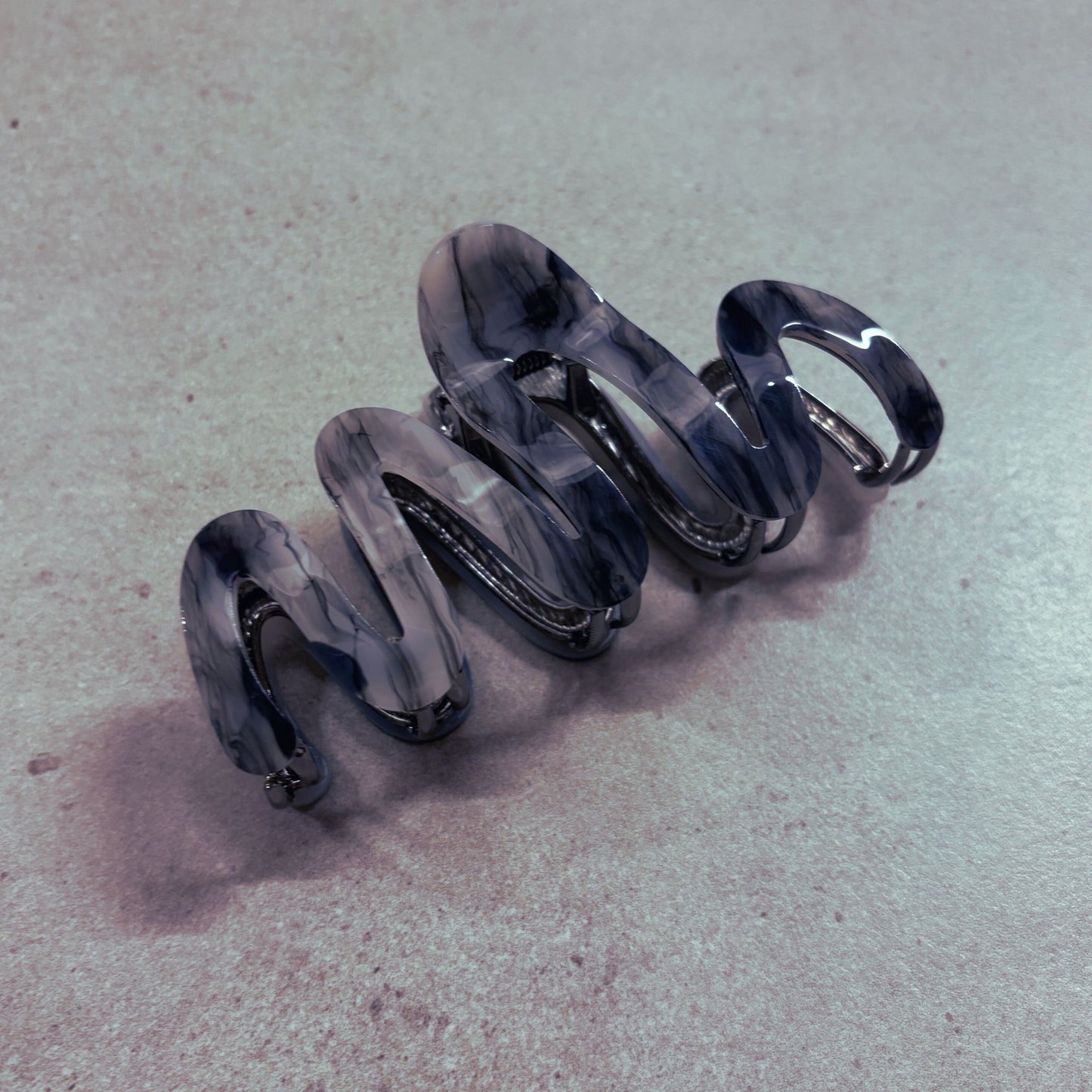 Velvet Claws Hair Clip | '80s Squiggle in Professional Marble | Claw Clip in Velvet Travel Bag