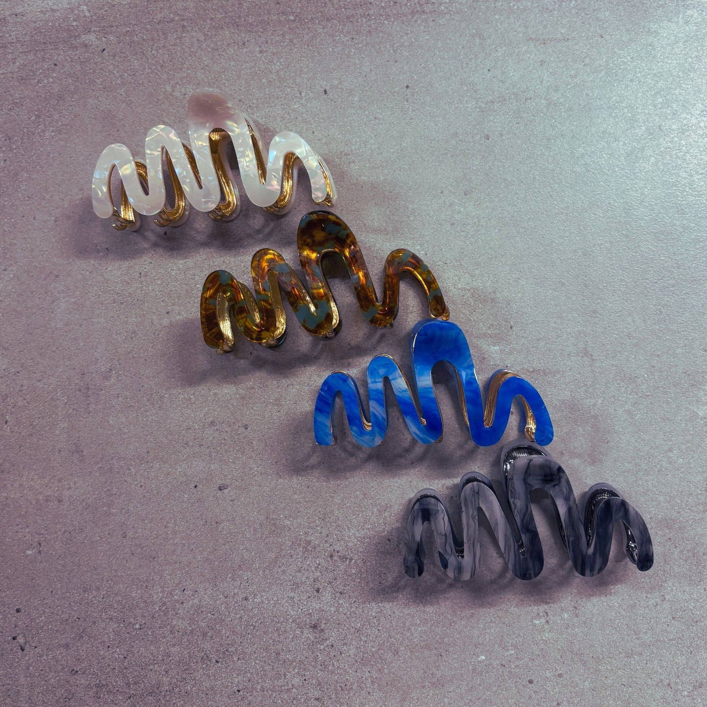 Velvet Claws Hair Clip | '80s Squiggle in Professional Opal | Claw Clip in Velvet Travel Bag
