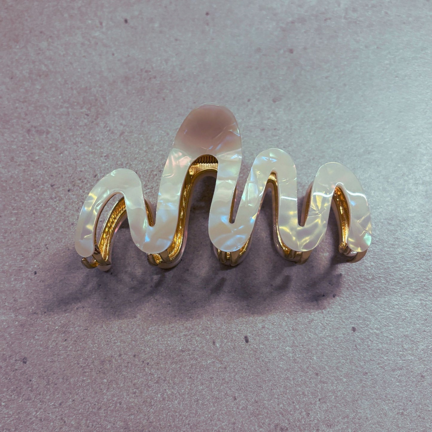 Velvet Claws Hair Clip | '80s Squiggle in Professional Opal | Claw Clip in Velvet Travel Bag