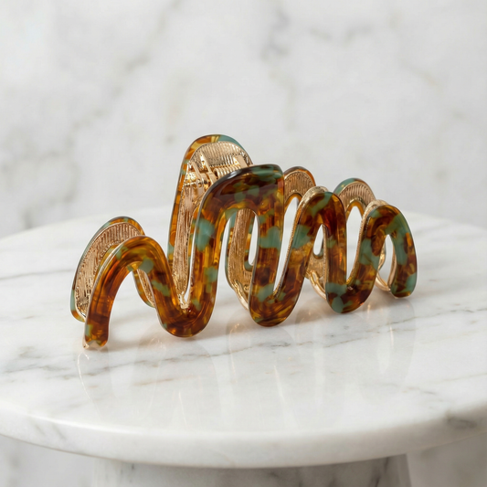 Velvet Claws Hair Clip | '80s Squiggle in Tortoise Sage