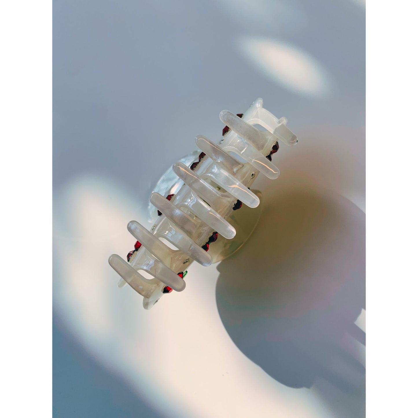 Velvet Claws Hair Clip | Cherries in Crystal White | Claw Clip in Velvet Travel Bag