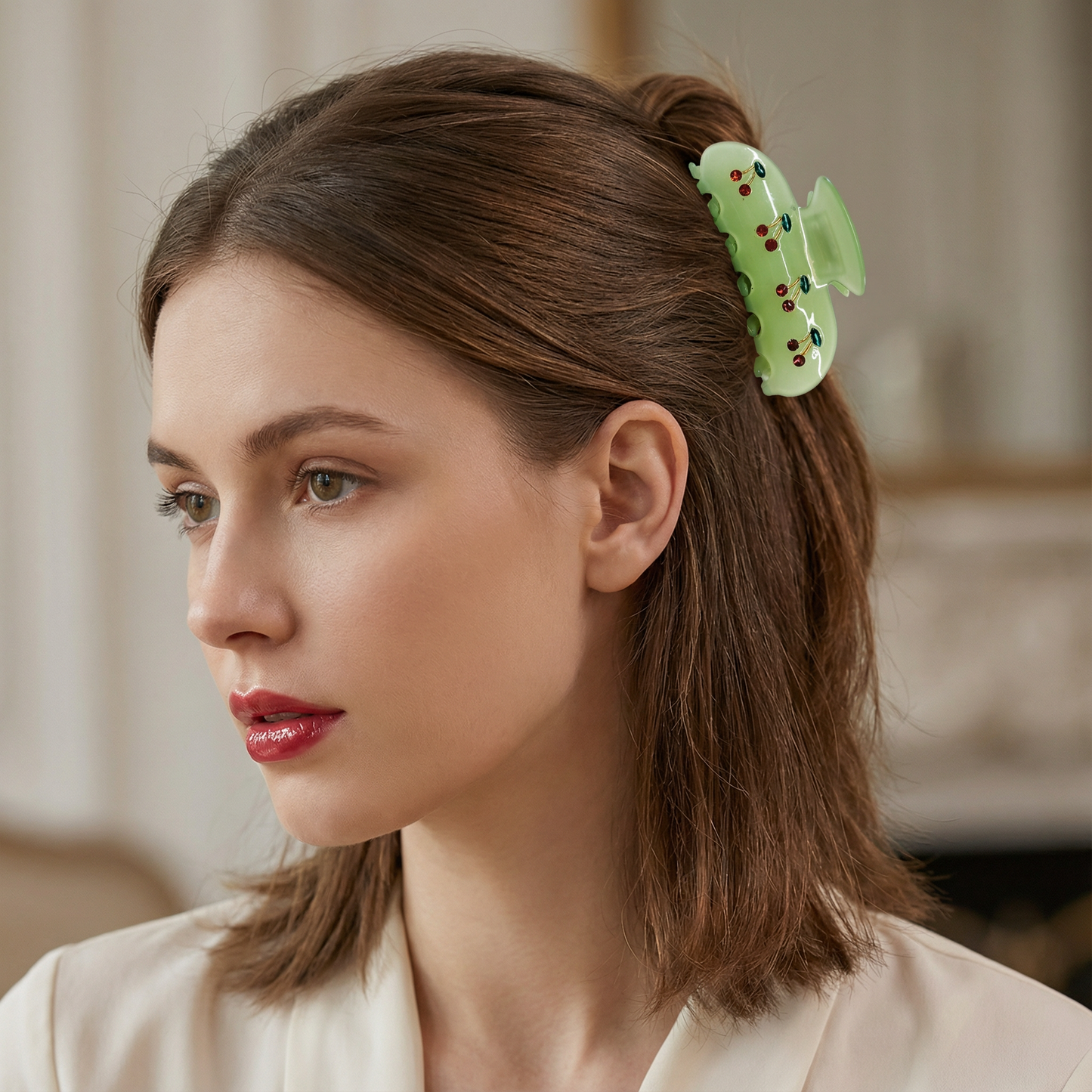 Velvet Claws Hair Clip | Cherries in Mint Ice