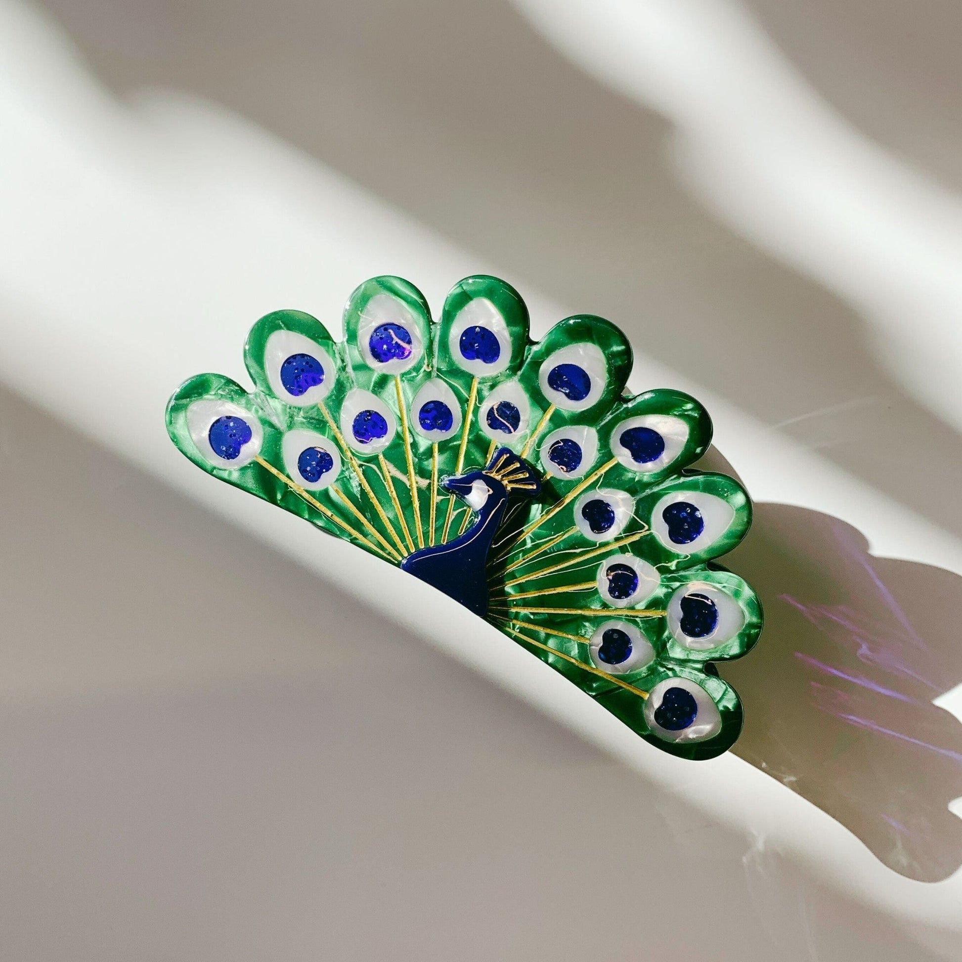 Velvet Claws Hair Clip | Gorgeous Peacock | Claw Clip in Velvet Travel Bag