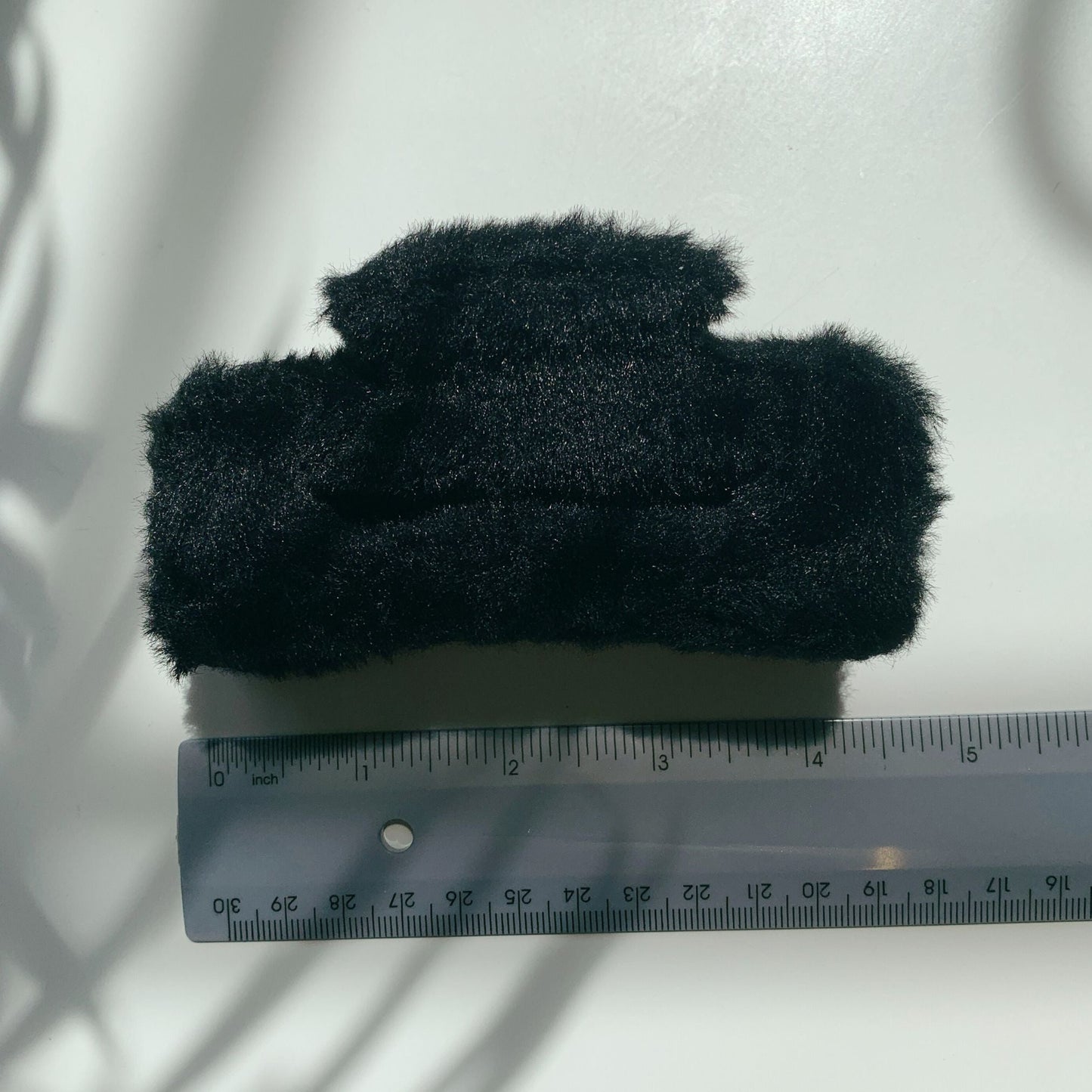 Velvet Claws Hair Clip | Rectangle Plush in Faux Fur Black | Claw Clip in Velvet Travel Bag