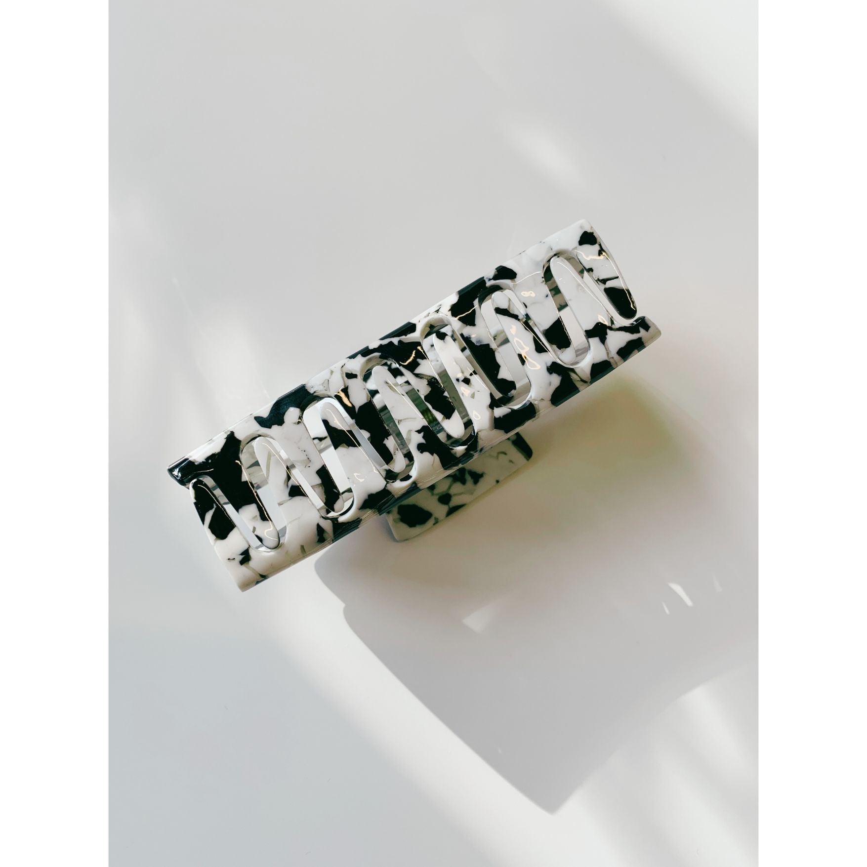 Velvet Claws Hair Clip | The Diana in Black and White Marble | Claw Clip in Velvet Travel Bag