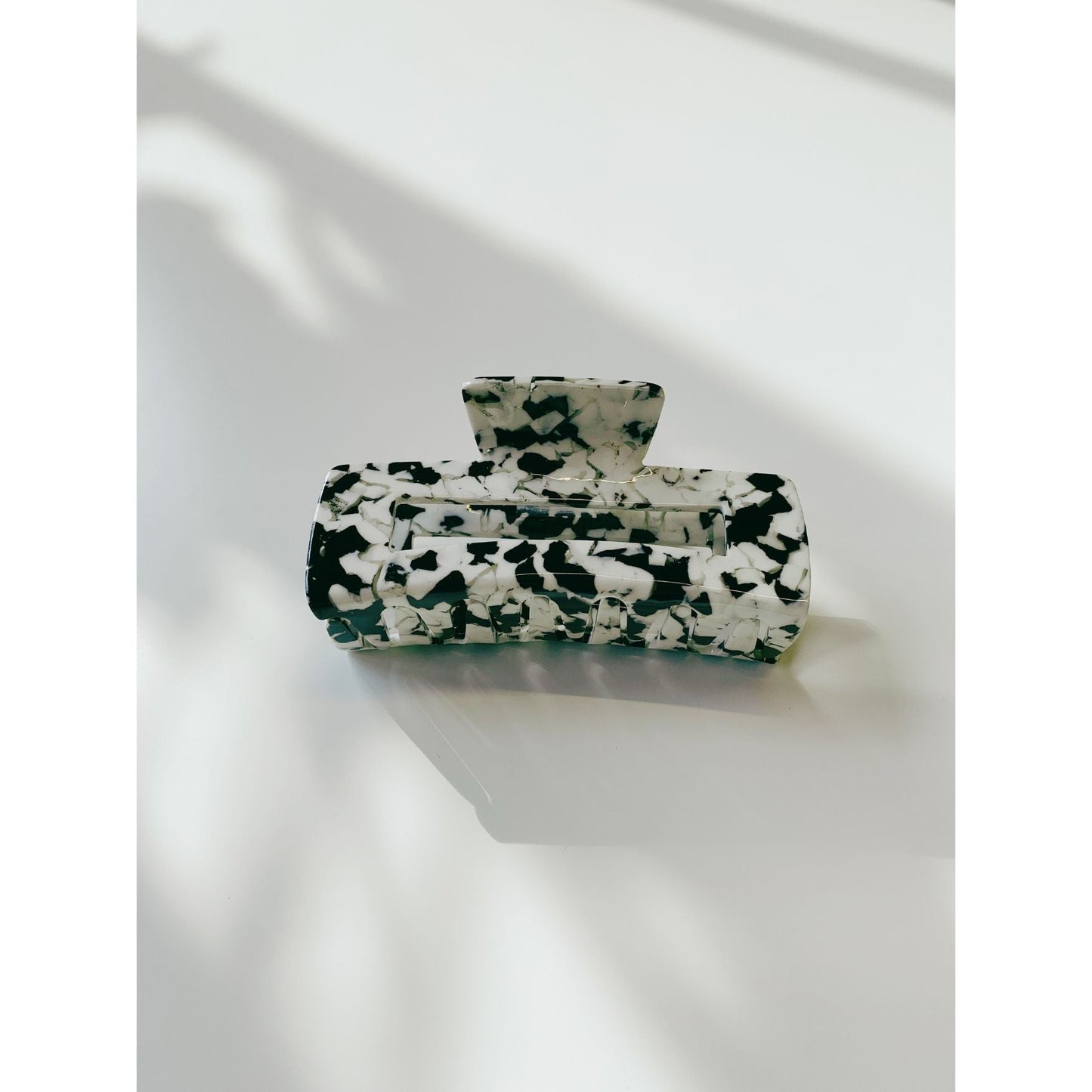 Velvet Claws Hair Clip | The Diana in Black and White Marble | Claw Clip in Velvet Travel Bag