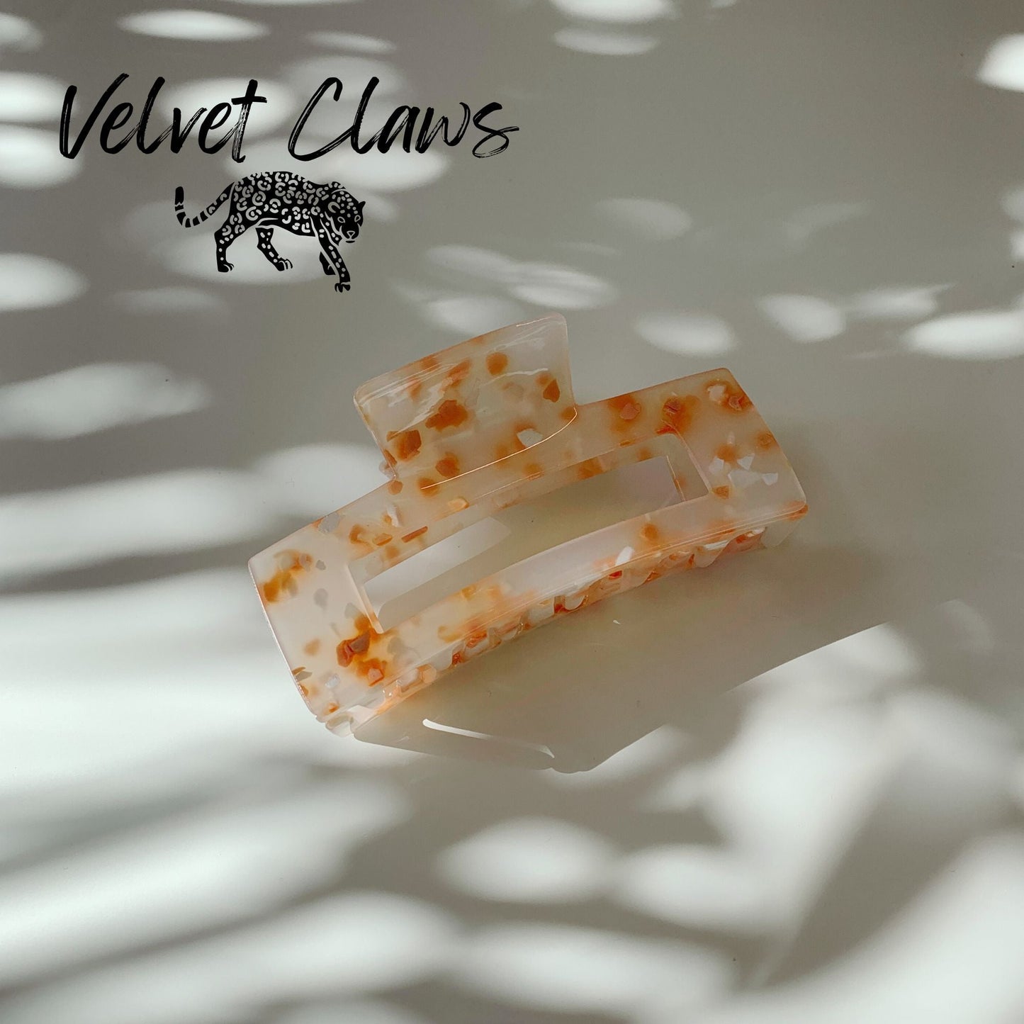 Velvet Claws Hair Clip | The Diana in Peach Confetti | Claw Clip in Velvet Travel Bag