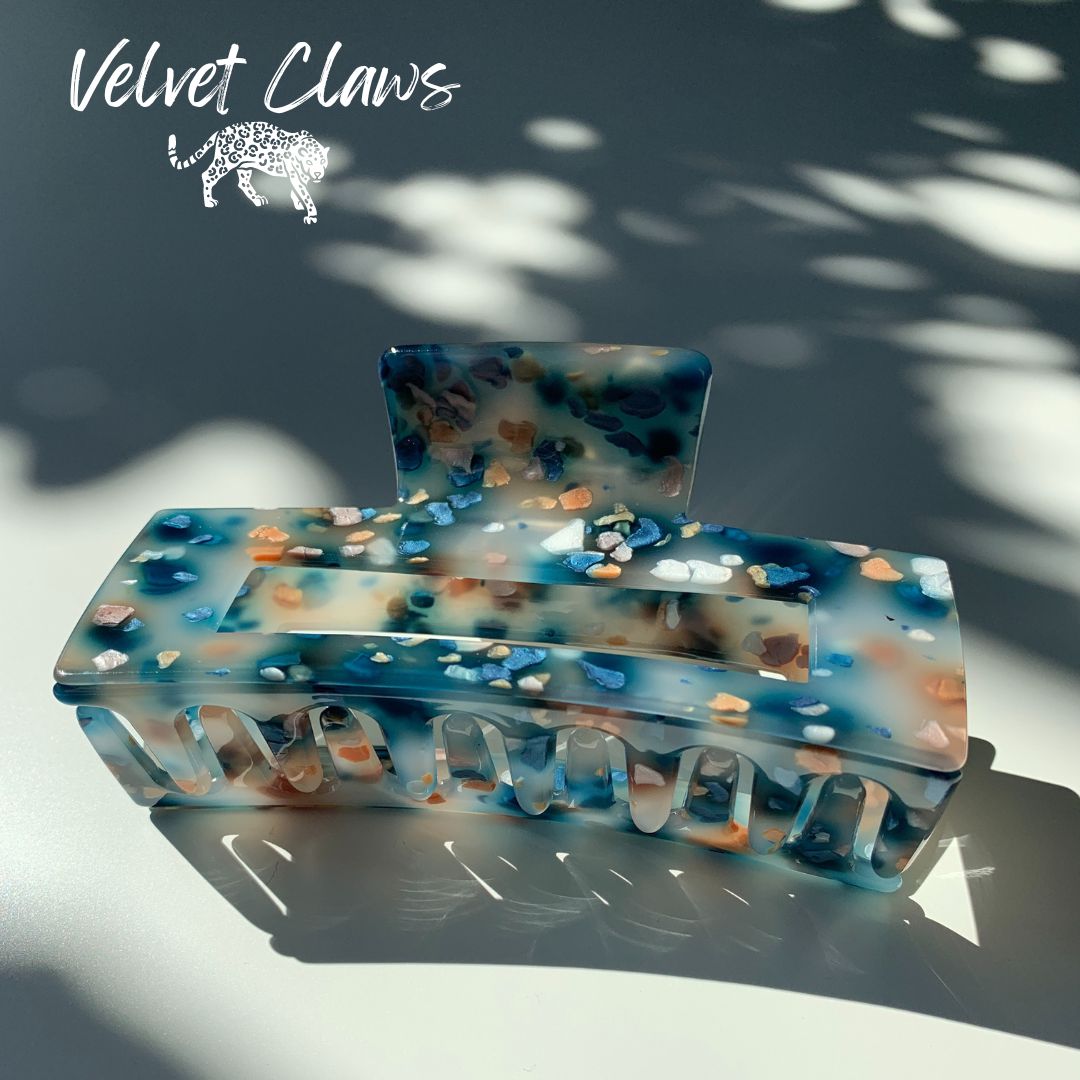 Velvet Claws Hair Clip | The Diana in Temple Pond | Claw Clip in Velvet Travel Bag