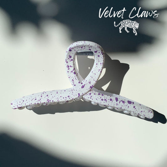 Velvet Claws Hair Clip | The Freckle in Purple | Claw Clip in Velvet Travel Bag