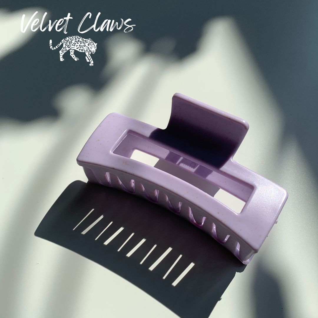 Velvet Claws Hair Clip | The Jada in Lilac Speckle | Claw Clip in Velvet Travel Bag