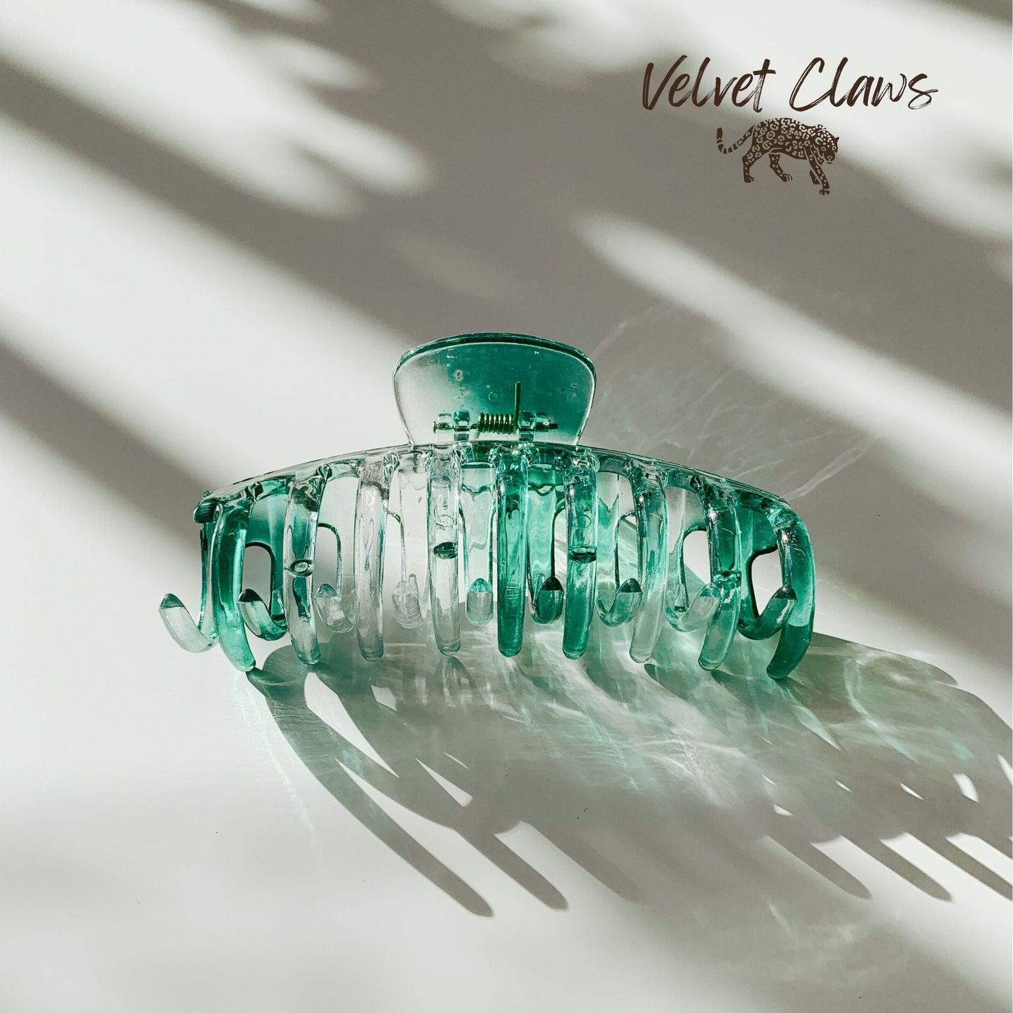 Velvet Claws Hair Clip | The Lobster in Translucent Green | Claw Clip in Velvet Travel Bag