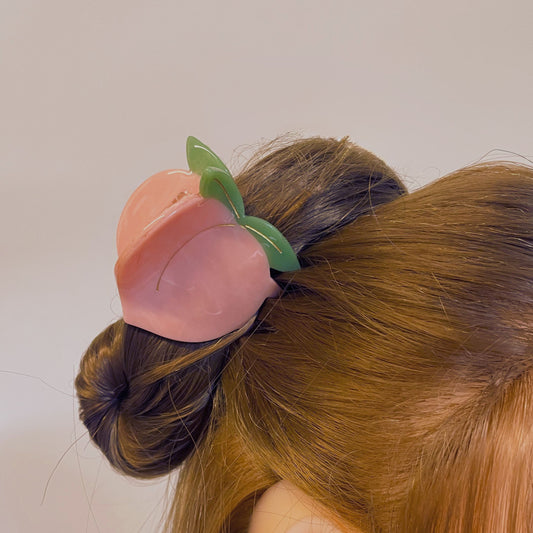 Velvet Claws Jane and the Medium Peach Mini Hair Claw | Claw Clip in Velvet Travel Bag