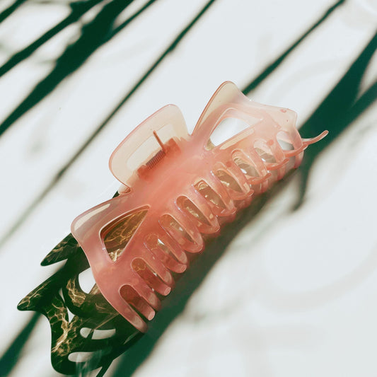 Velvet Claws Megabow Pink Hair Claw | Claw Clip in Velvet Travel Bag