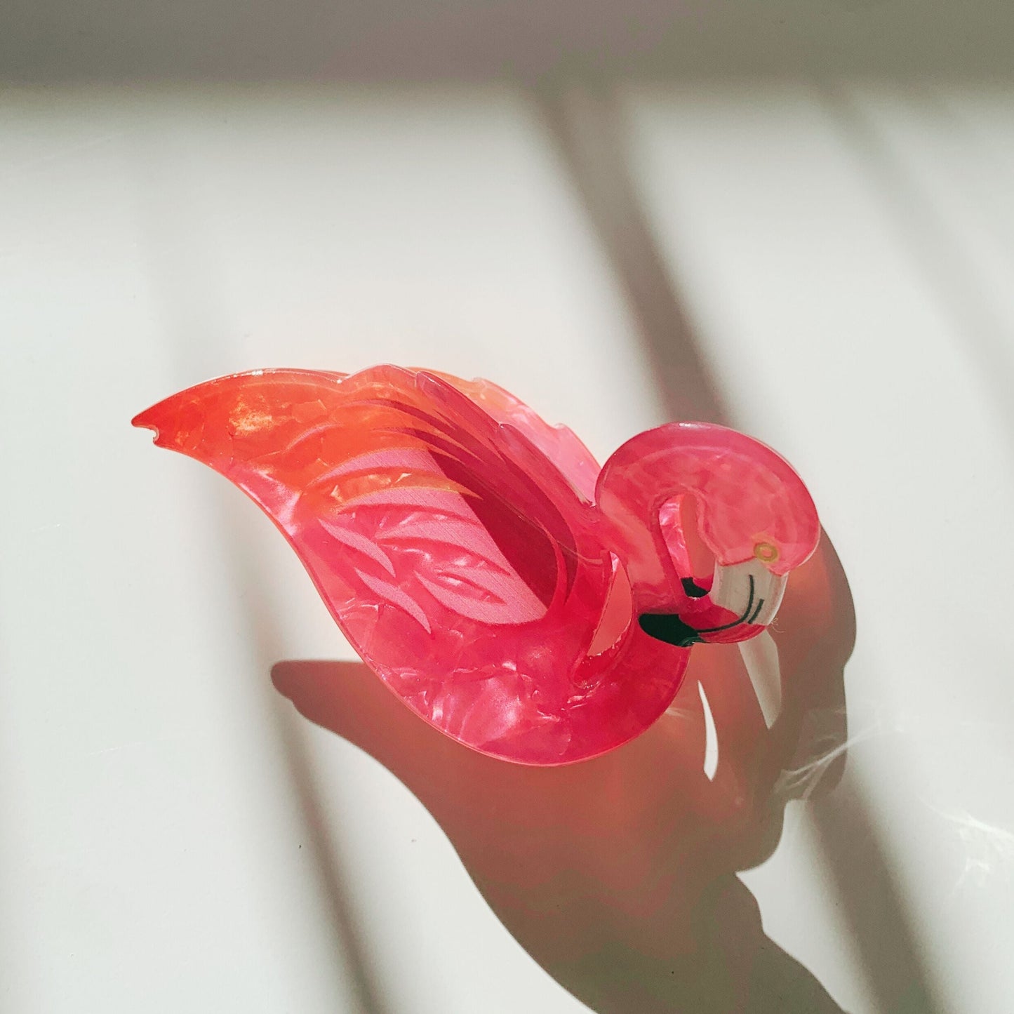 Velvet Claws Pink Flamingo Hair Clip | Claw Clip in Velvet Travel Bag