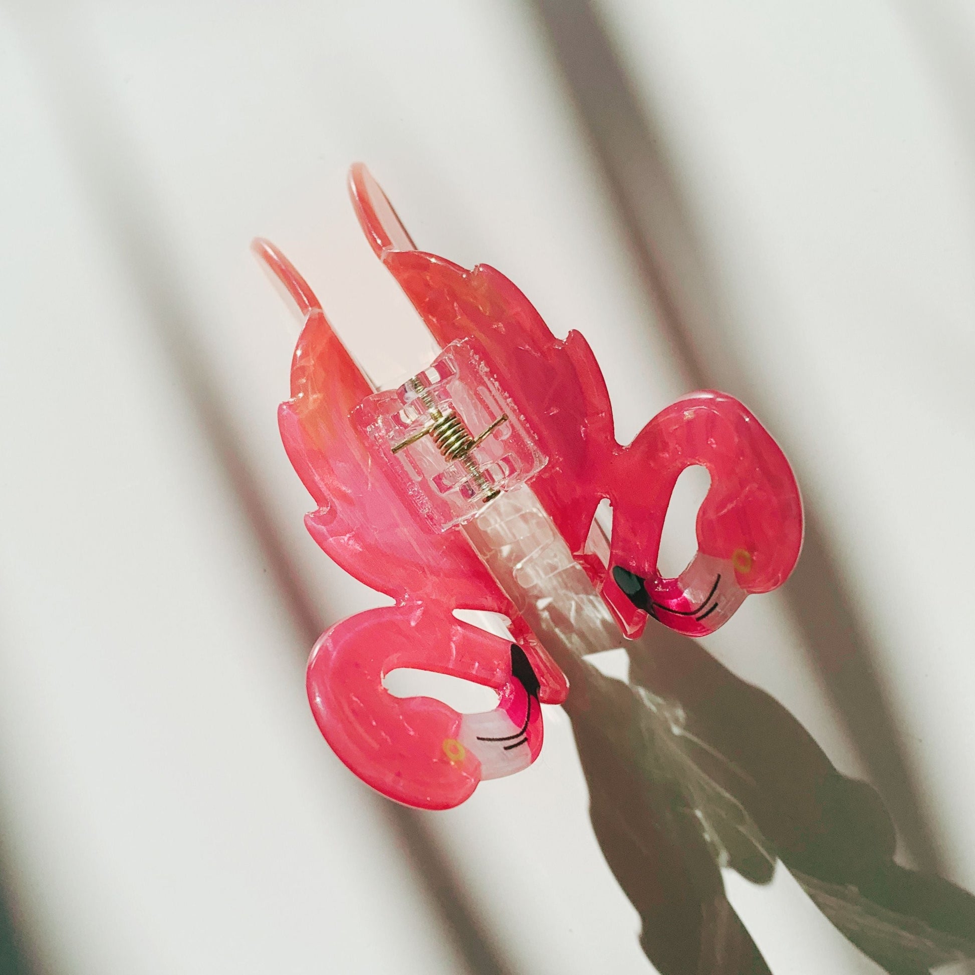 Velvet Claws Pink Flamingo Hair Clip | Claw Clip in Velvet Travel Bag