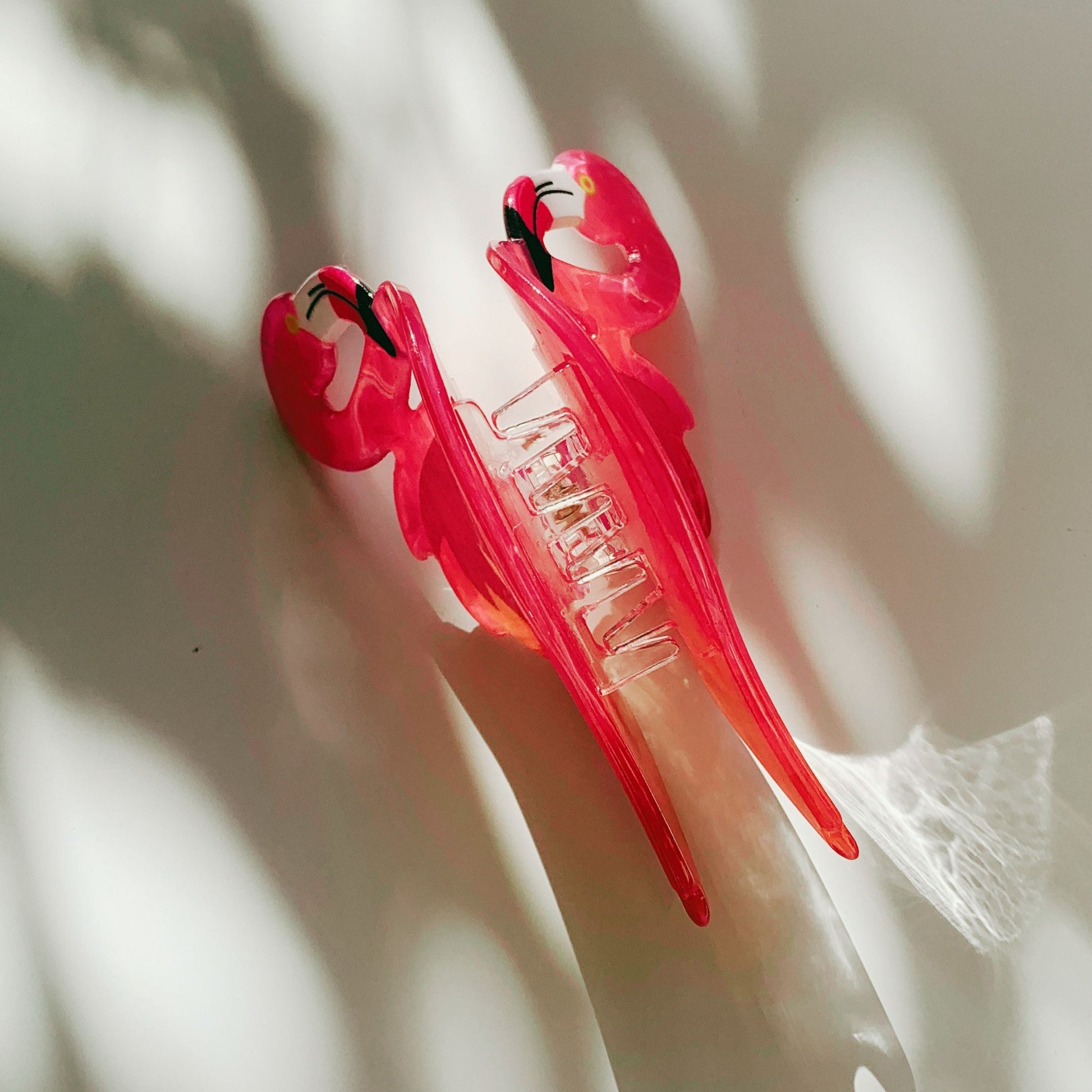 Velvet Claws Pink Flamingo Hair Clip | Claw Clip in Velvet Travel Bag