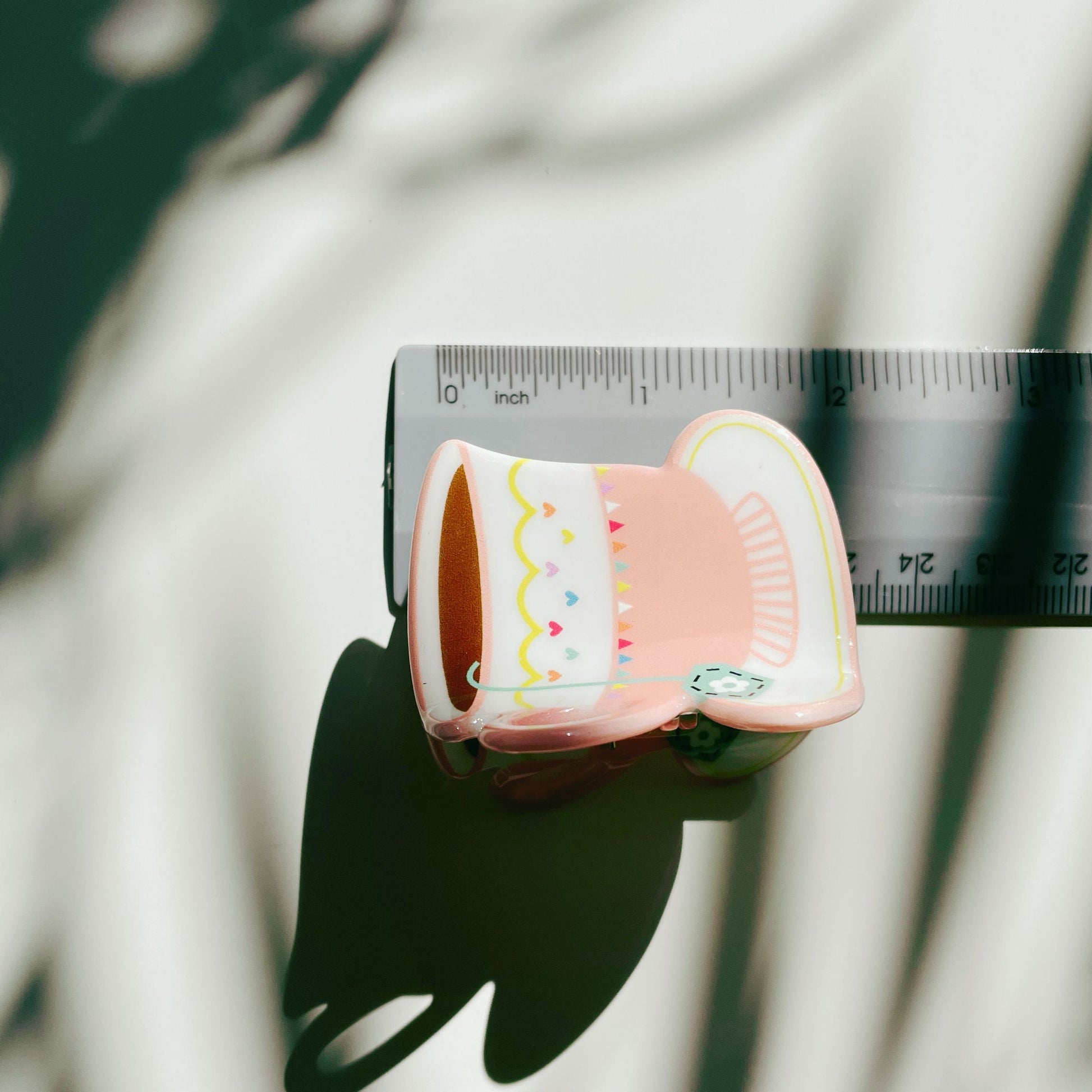 Velvet Claws Pink Tea Cup with Heart Hair Claw | Claw Clip