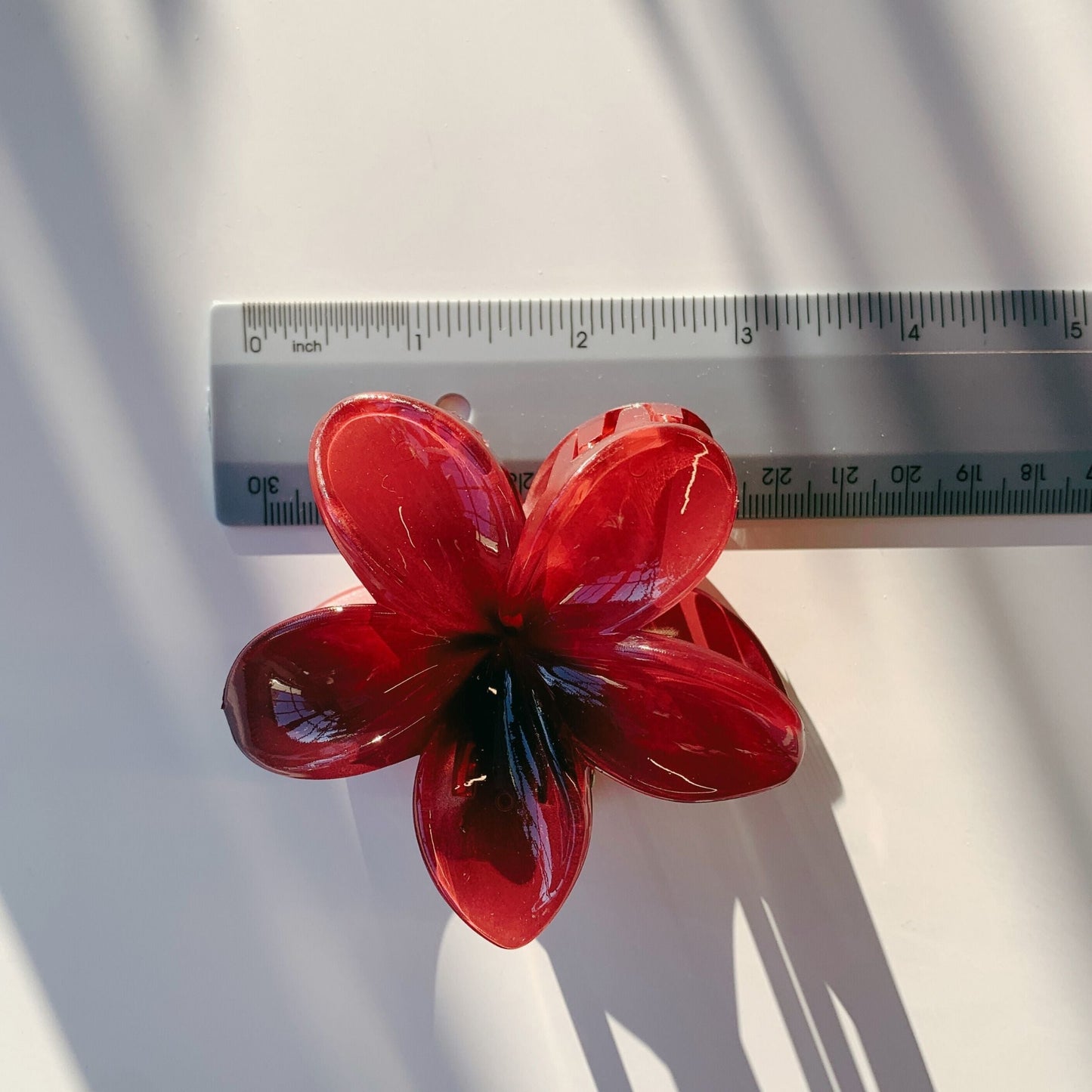 Velvet Claws Red Flower Hair Claw | Claw Clip in Velvet Travel Bag