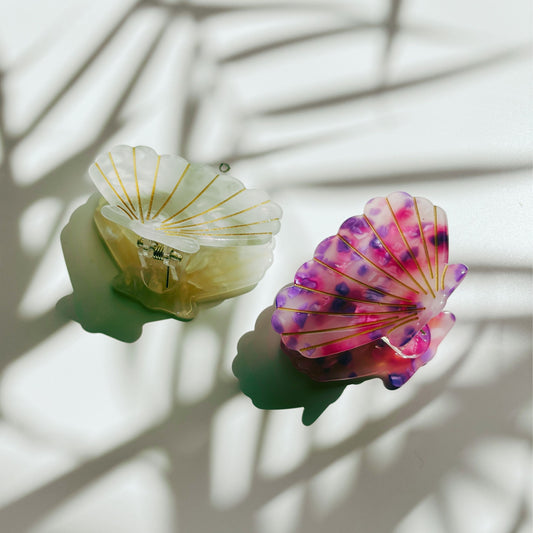 Velvet Claws Seashell Claw Set of 2: Pearl and Purple | Hair Claw Clip