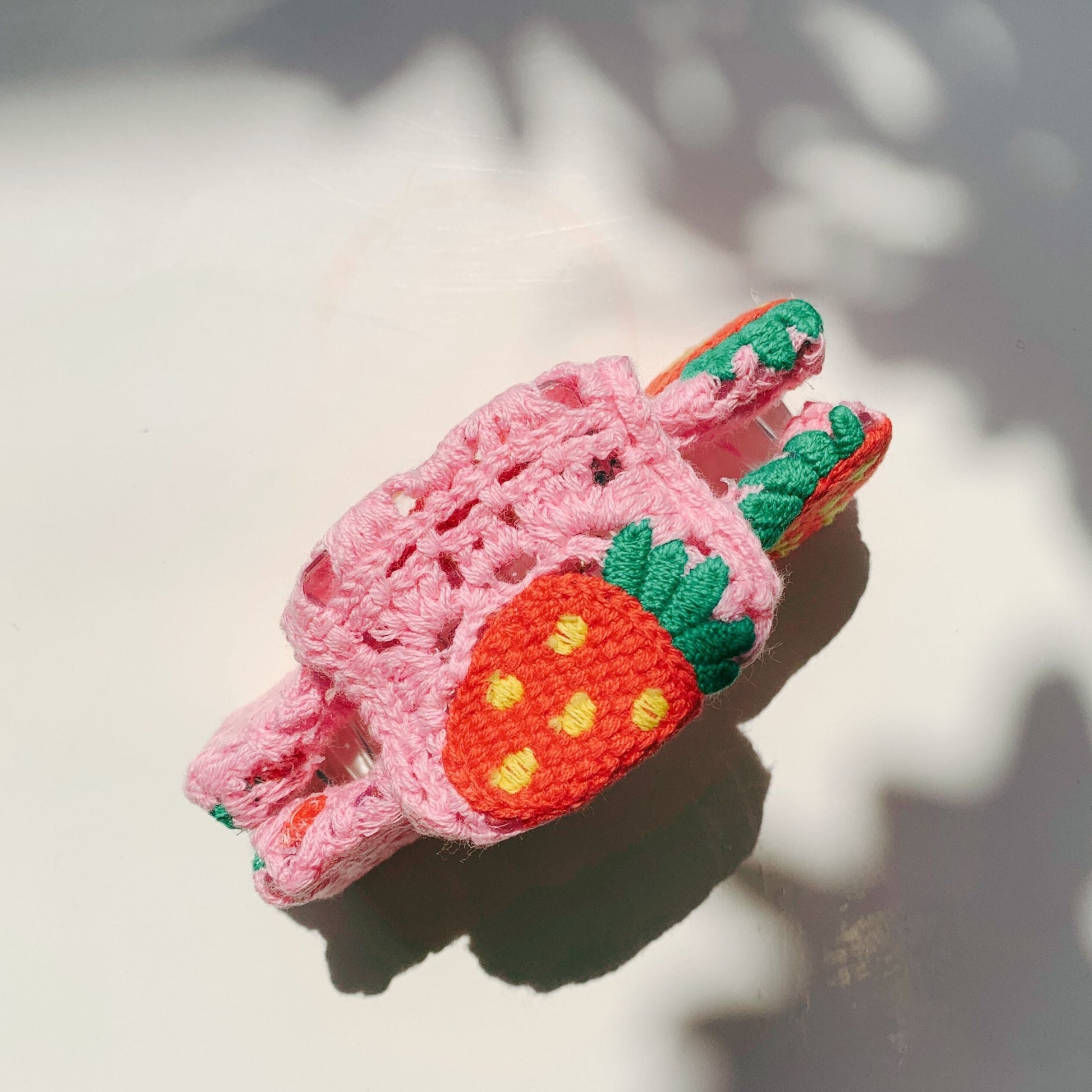 Velvet Claws Strawberry Granny Square Hair Claw | Claw Clip in Velvet Travel Bag