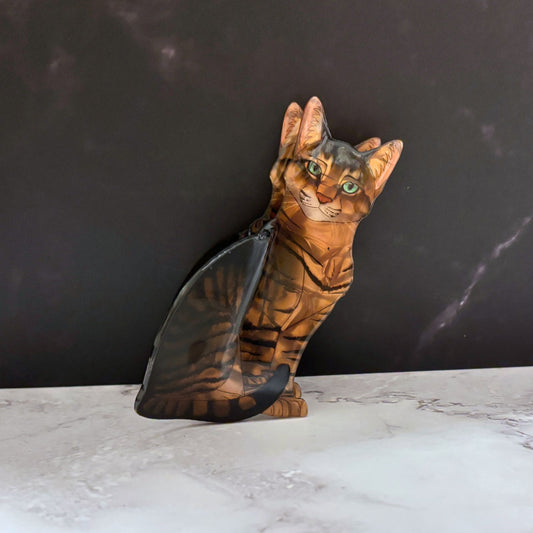 Velvet Claws Ultra Realistic Brown Tabby Cat Hair Claw | Claw Clip in Velvet Travel Bag
